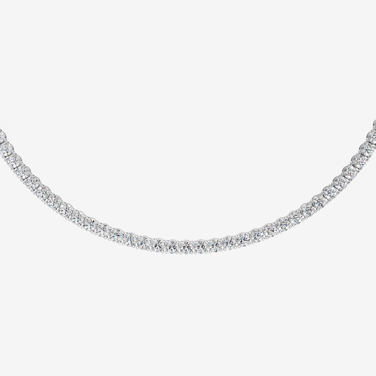 Graduated Classic 7.5 Carat Tennis Necklace in 18K White Gold