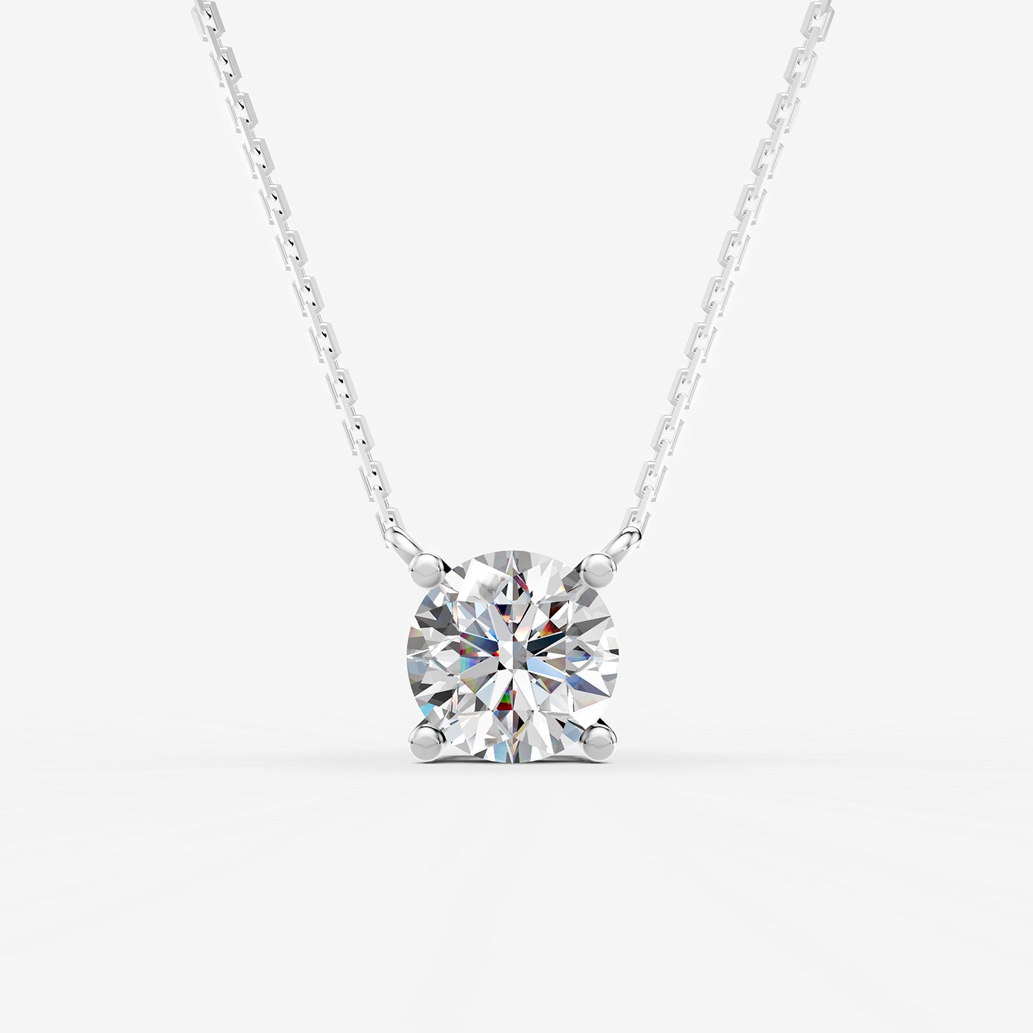 Classic Round Solitaire Pendant in 18K White Gold