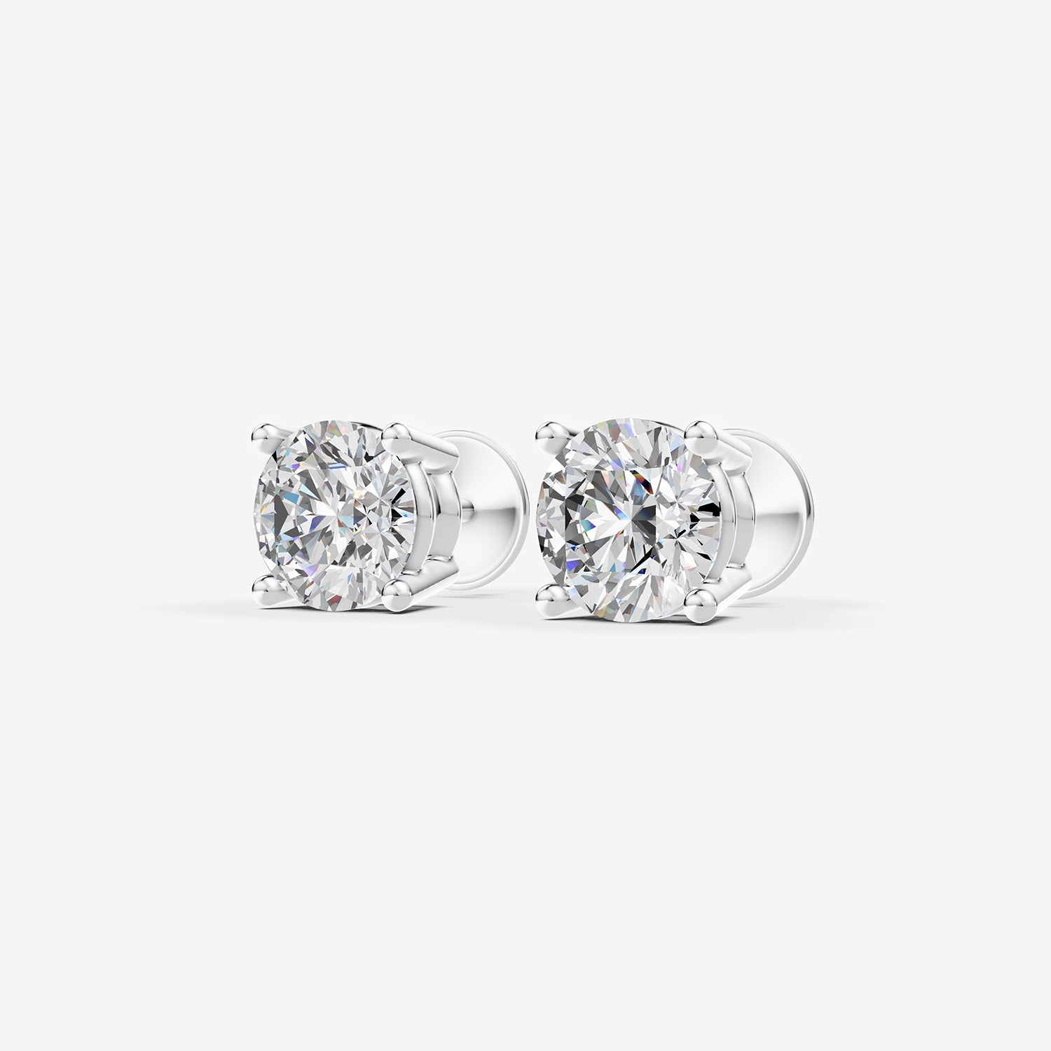 Classic Round Solitaire Earrings in 18K White Gold