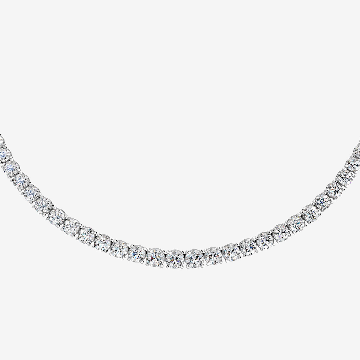Graduated Classic 20 Carat Tennis Necklace in 18K White Gold