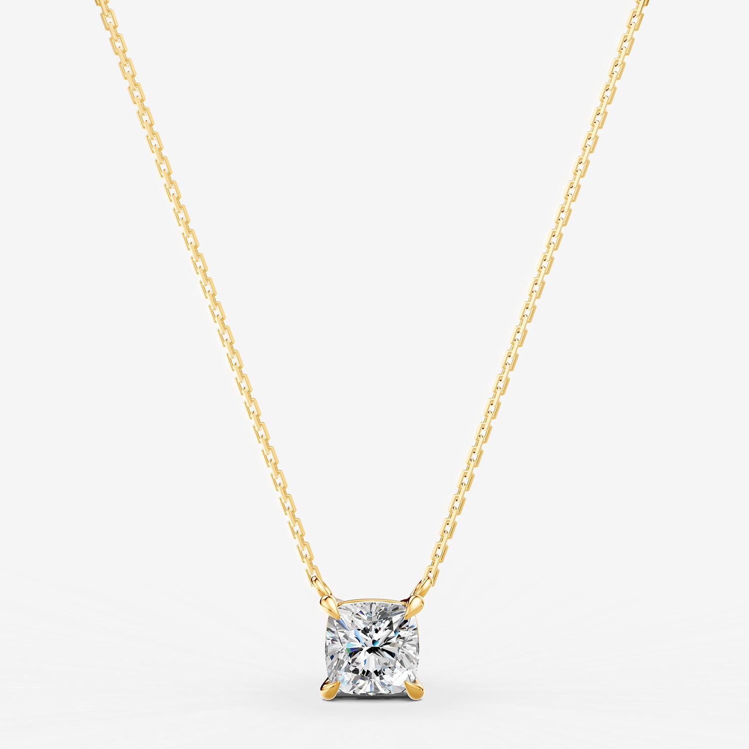 Classic Cushion Solitaire Pendant in 18K Yellow Gold