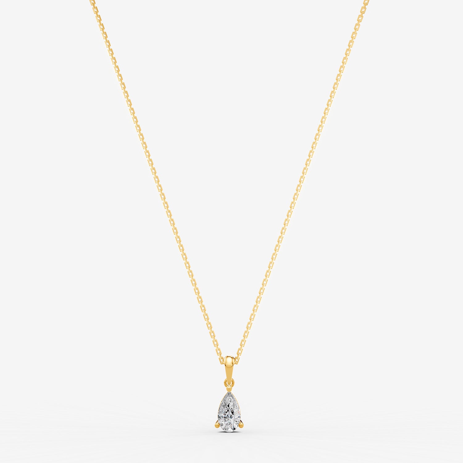 Classic Pear Solitaire Pendant in 18K Yellow Gold