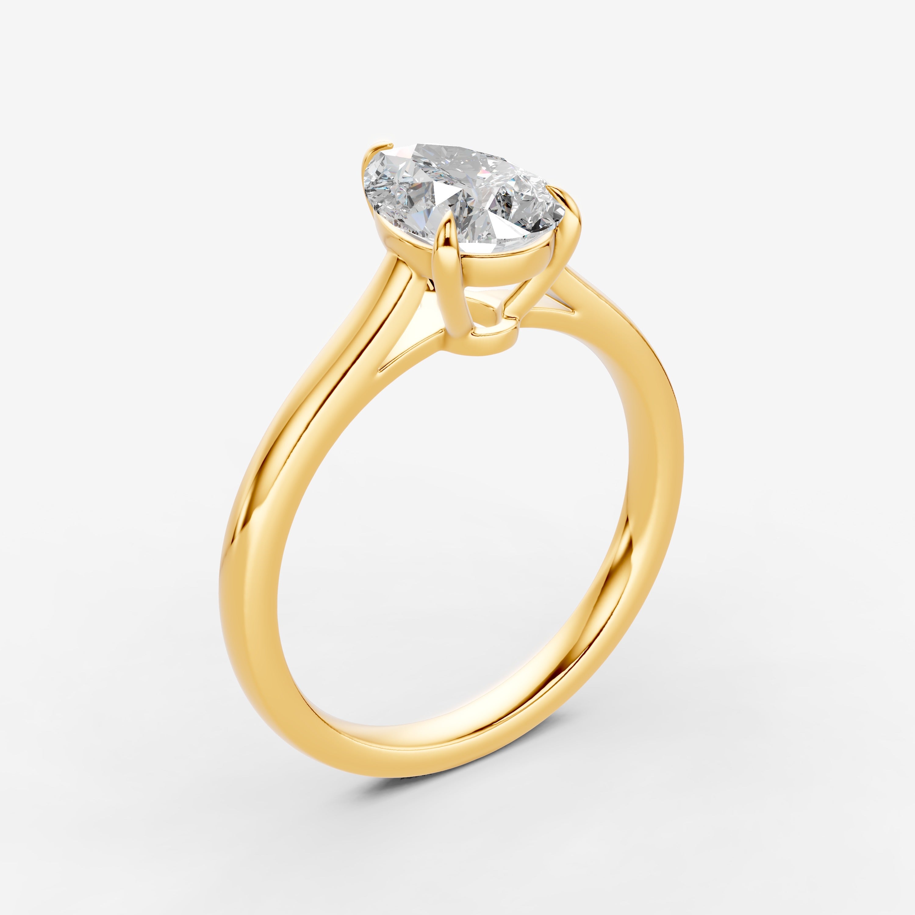 Classic Pear Solitaire Ring in 18K Yellow Gold