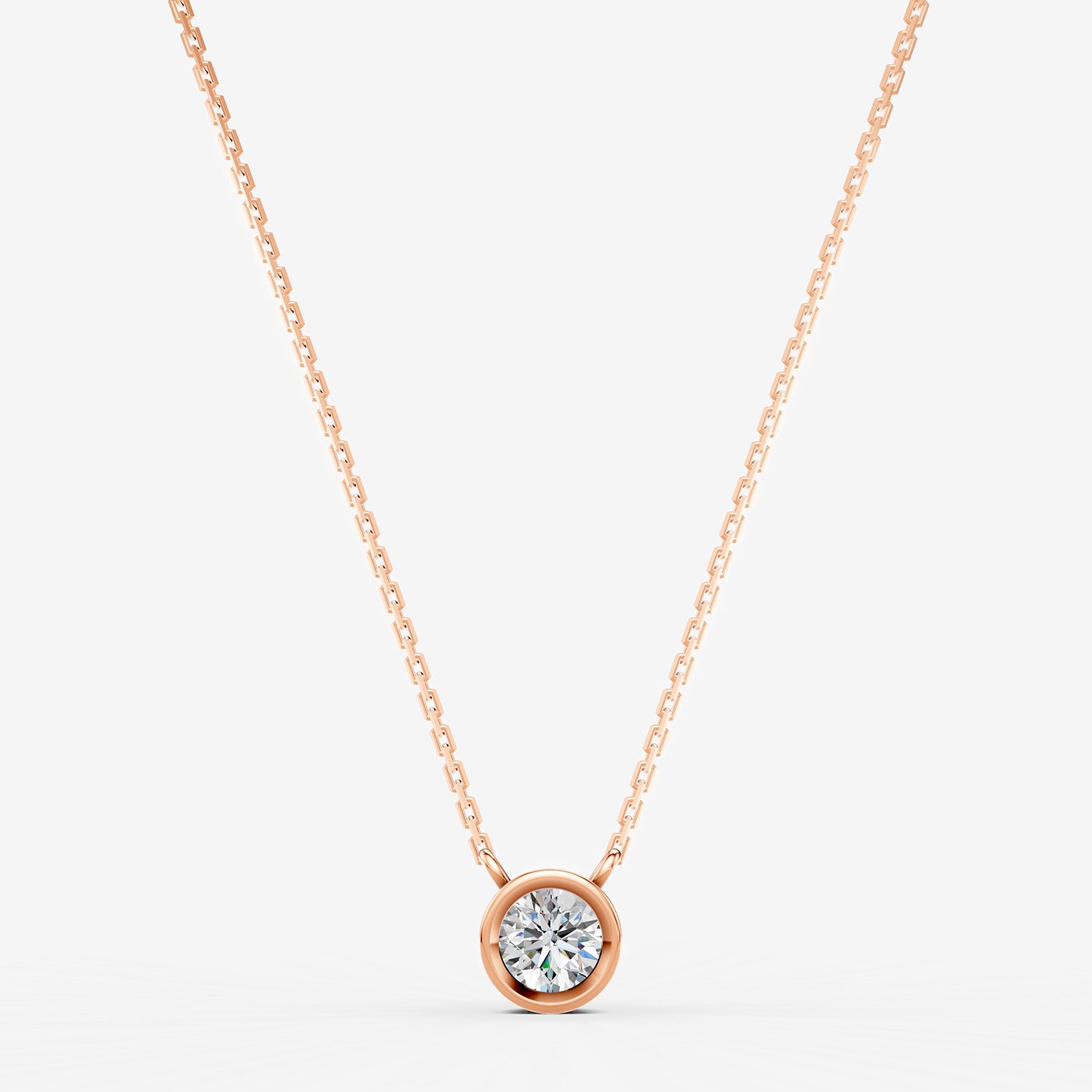 Bezel Round Solitaire Pendant in 18K Rose Gold