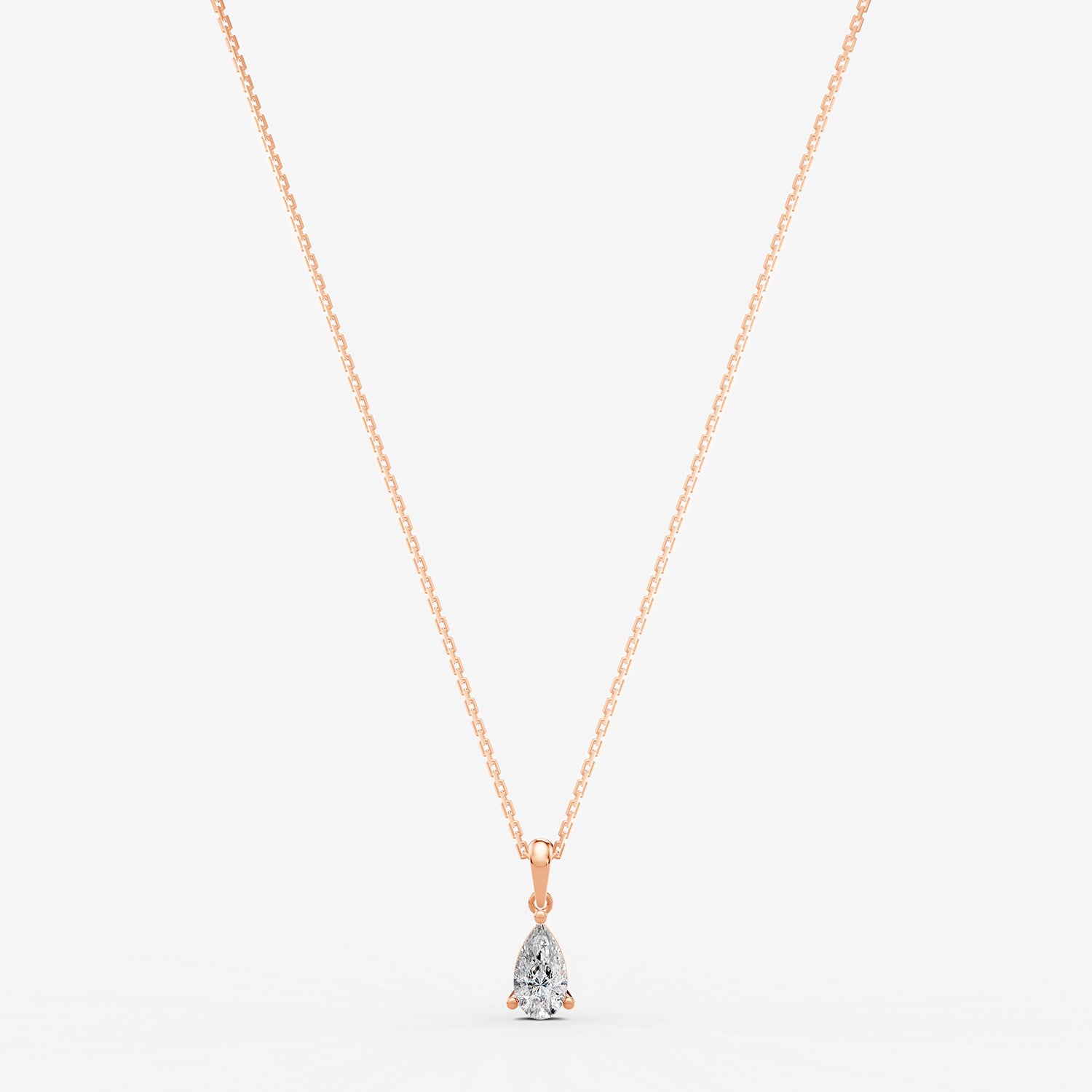Classic Pear Solitaire Pendant in 18K Rose Gold