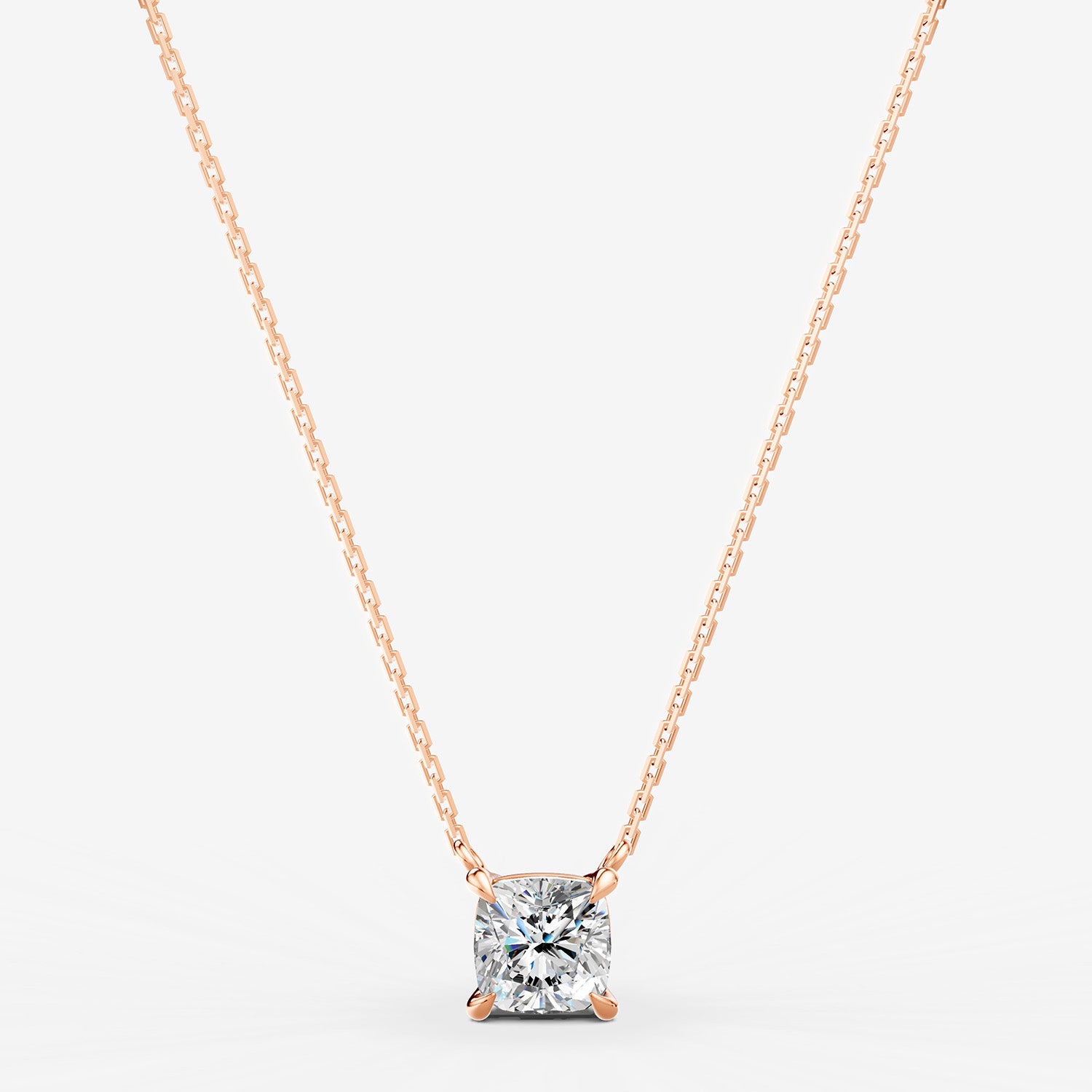 Classic Cushion Solitaire Pendant in 18K Rose Gold