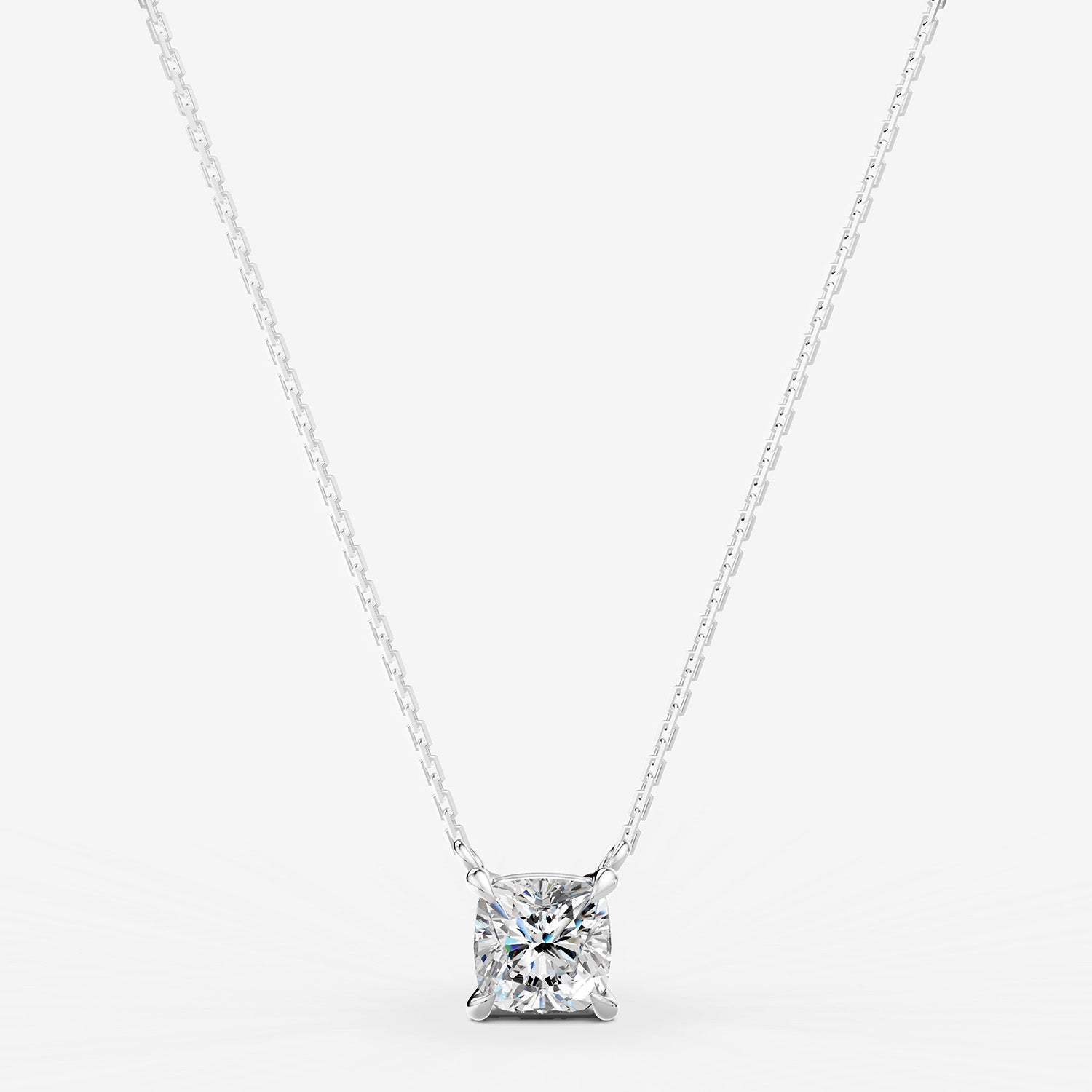 Classic Cushion Solitaire Pendant in 18K White Gold