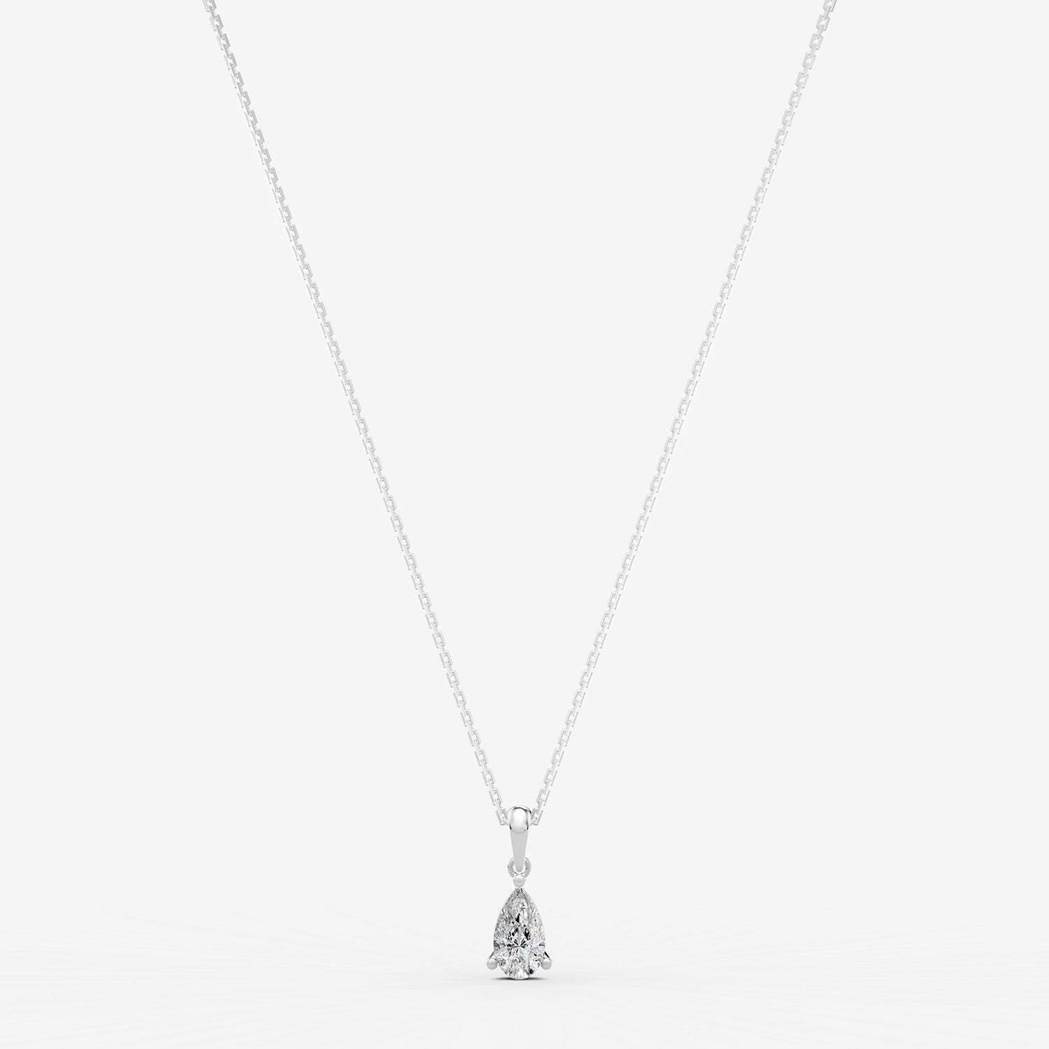 Classic Pear Solitaire Pendant in 18K White Gold