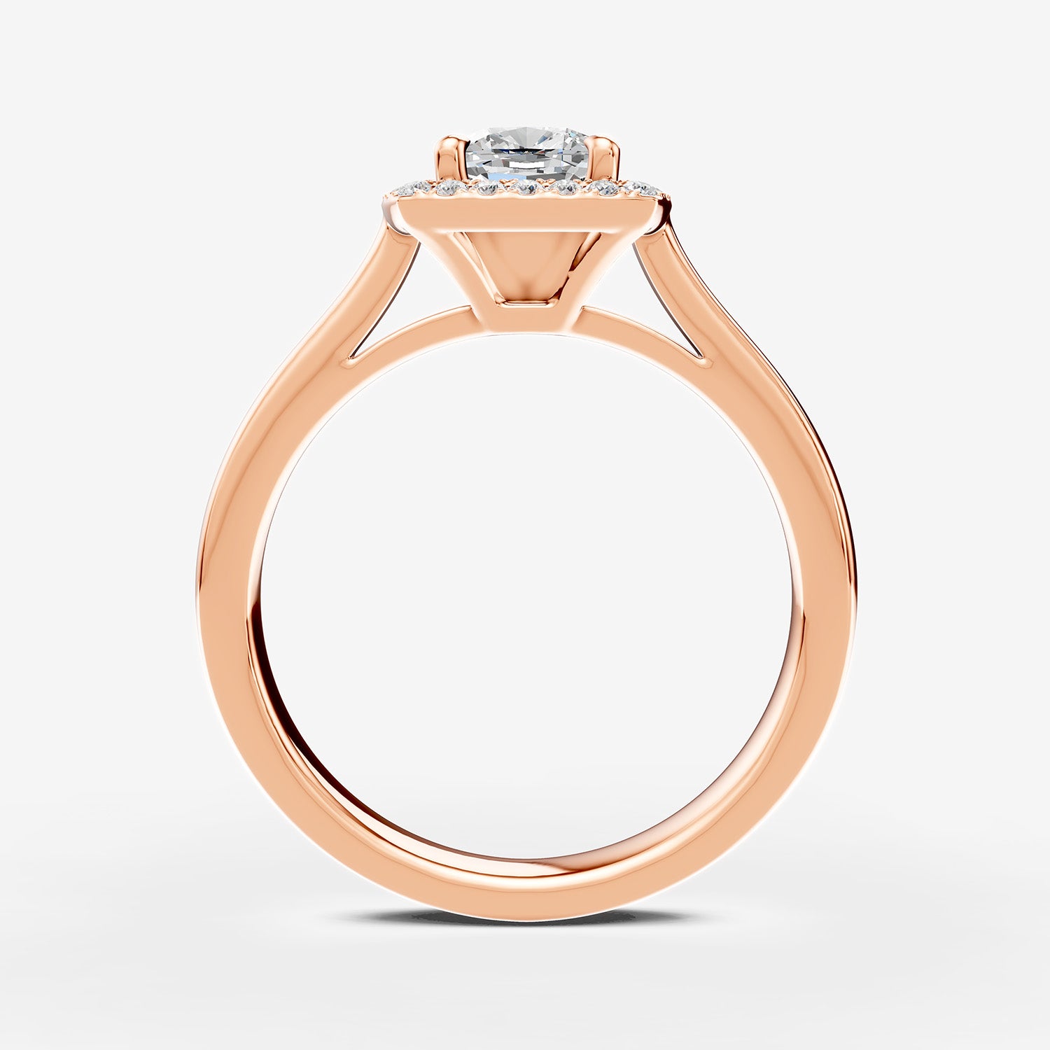 Halo Cushion Solitaire Ring in 18K Rose Gold