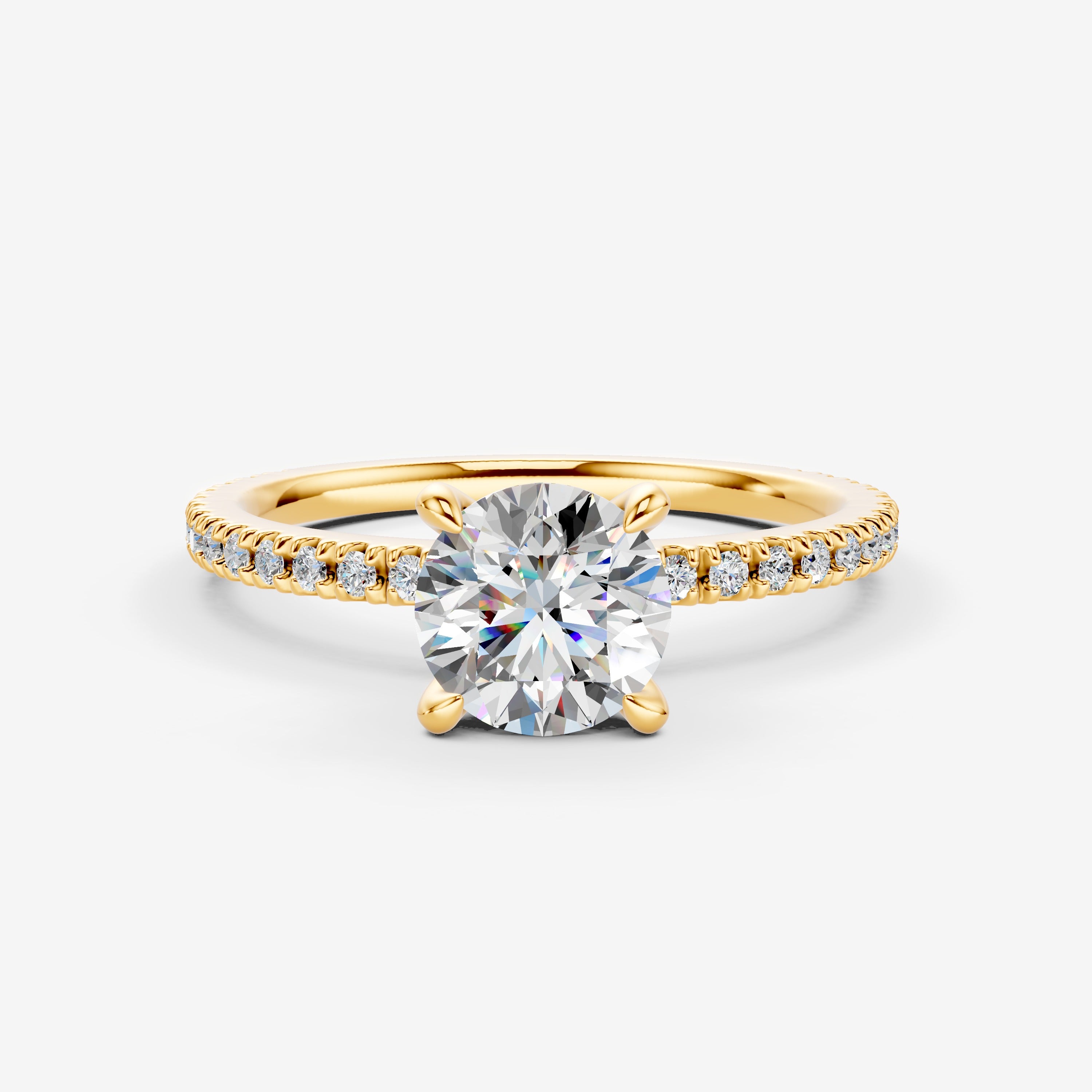Round Solitaire Diamond Band Ring in 18K Yellow Gold