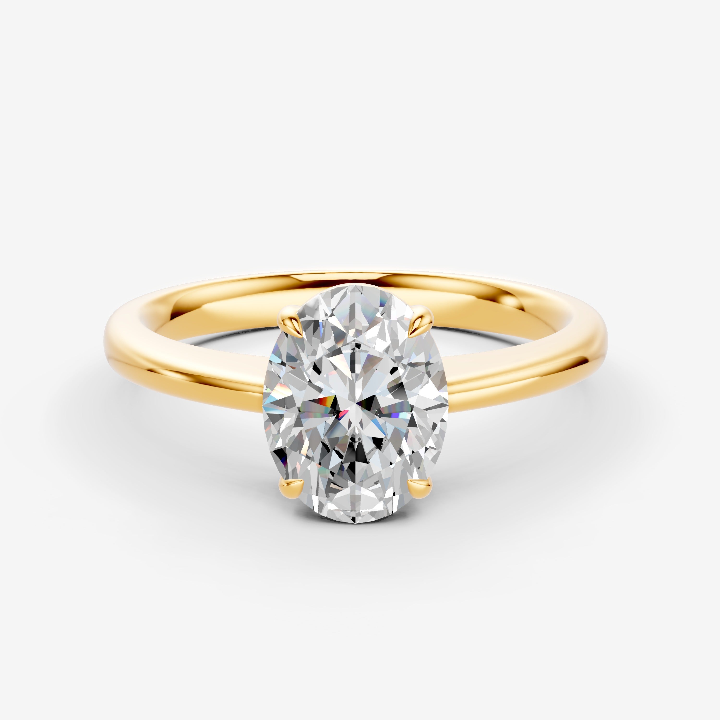 Classic Oval Solitaire Ring in 18K Yellow Gold