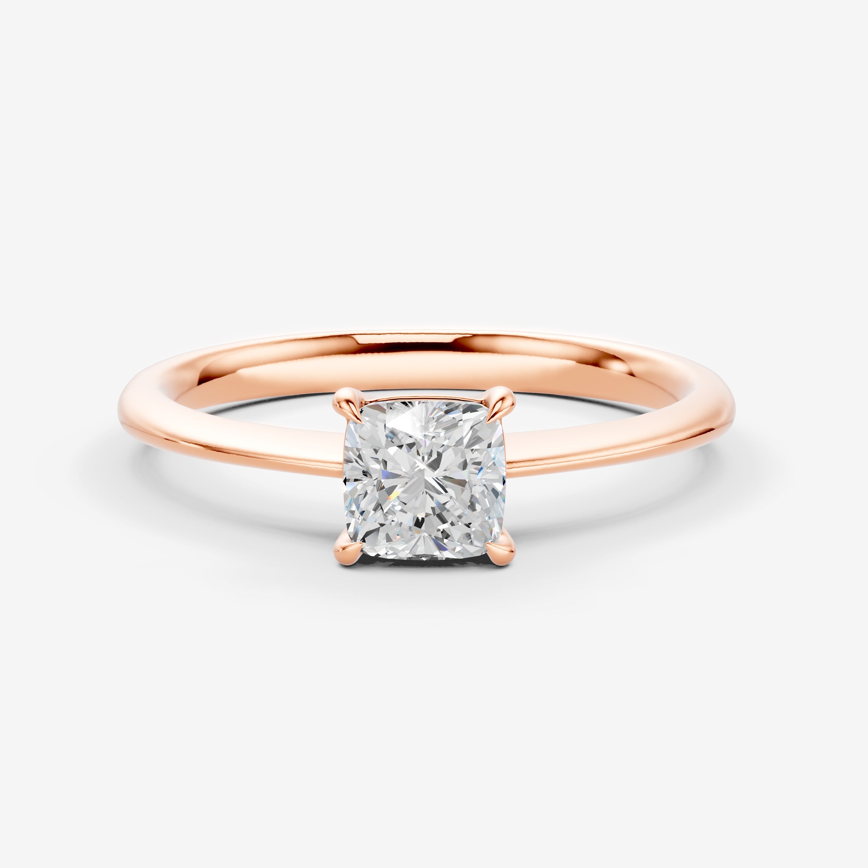 Classic Cushion Solitaire Ring in 18K Rose Gold