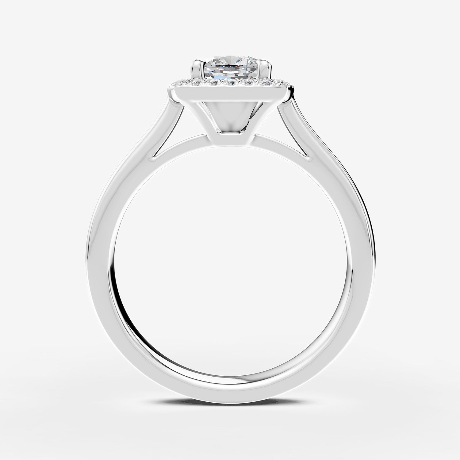 Halo Cushion Solitaire Ring in 18K White Gold