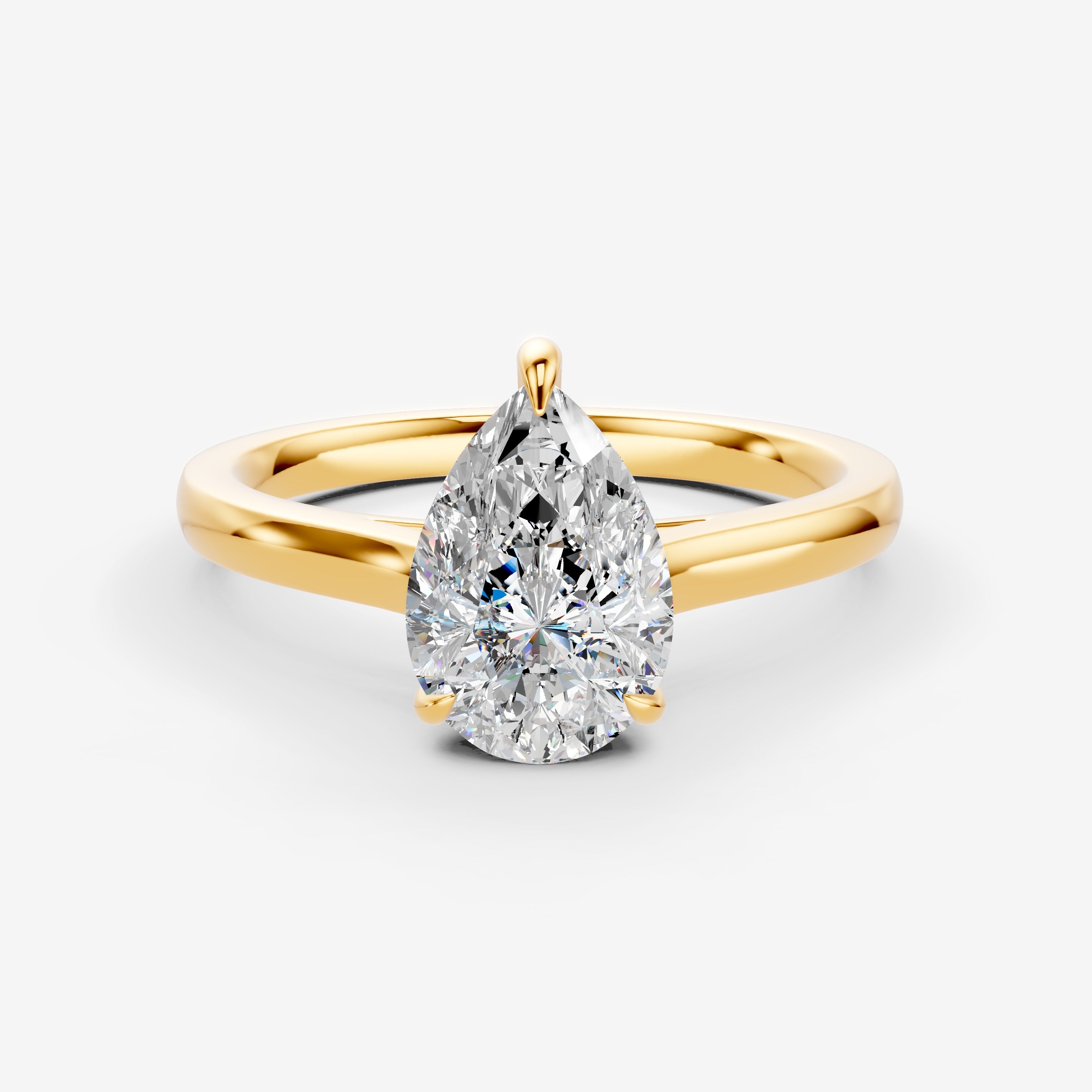 Classic Pear Solitaire Ring in 18K Yellow Gold