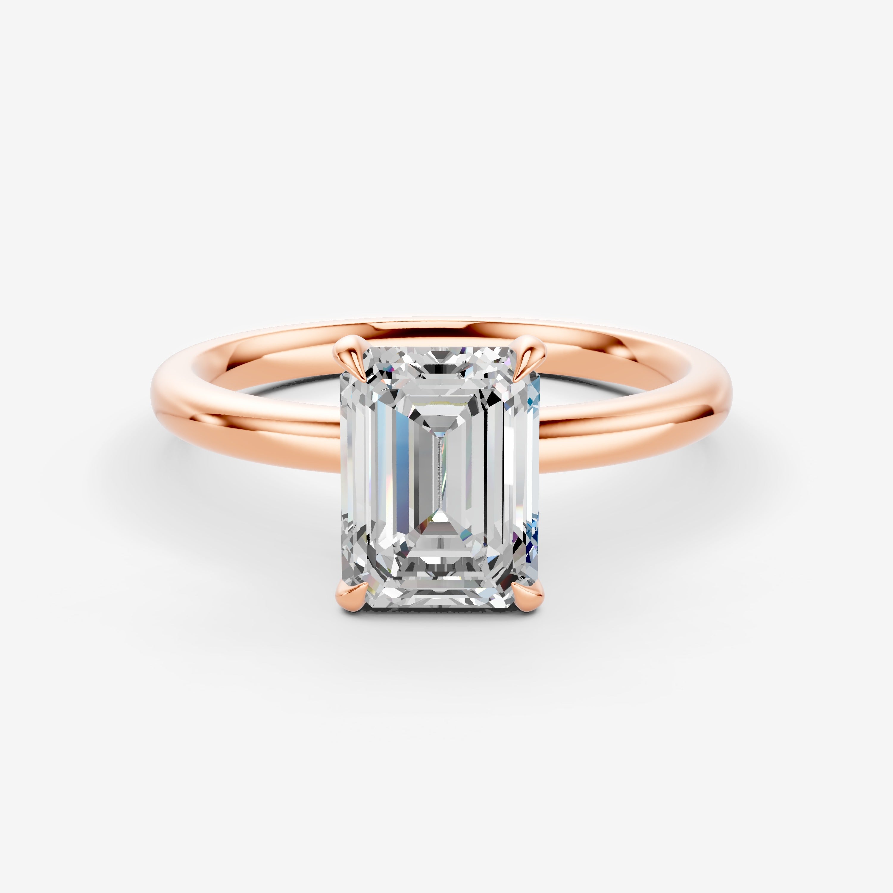 Classic Emerald Solitaire Ring in 18K Rose Gold