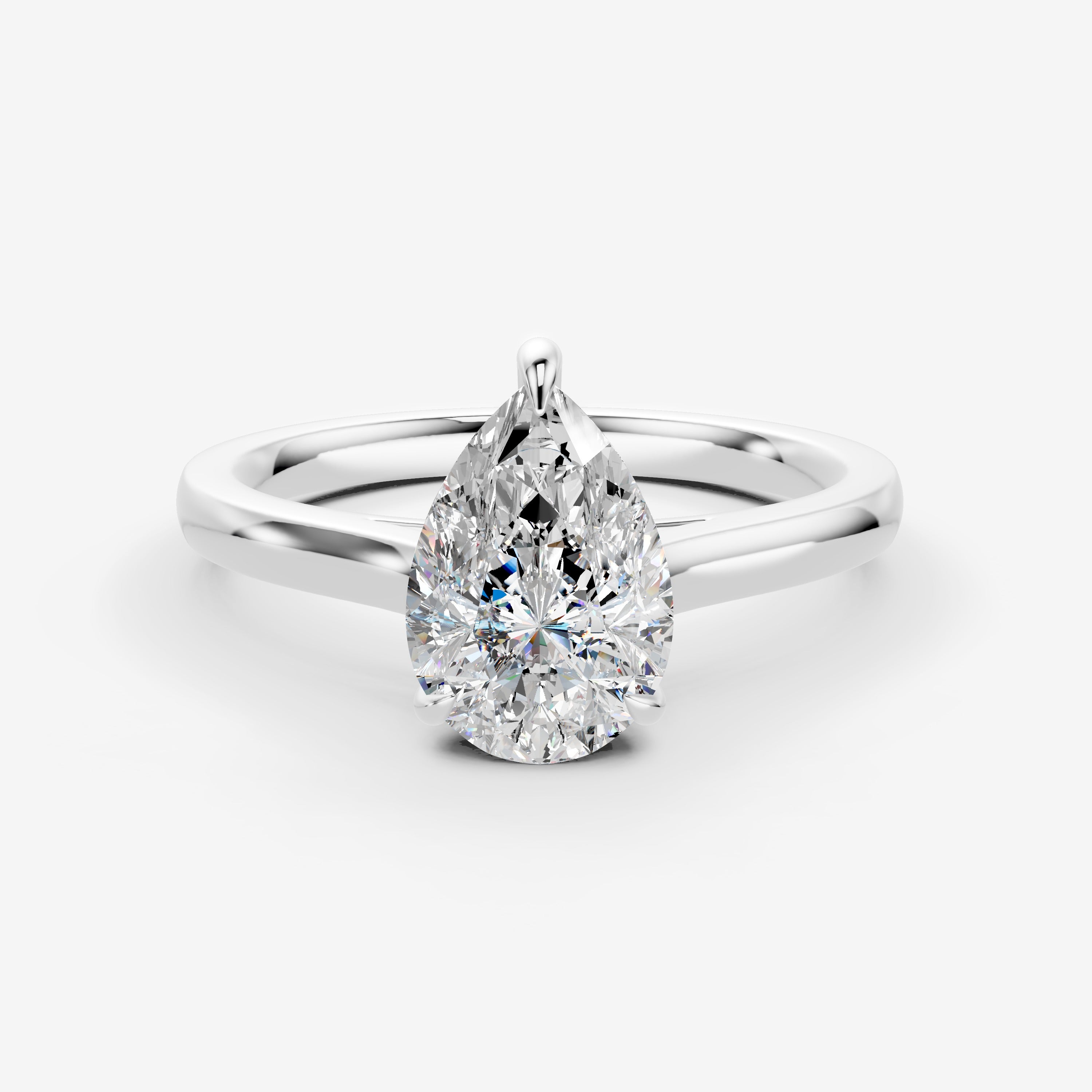 Classic Pear Solitaire Ring in 18K White Gold