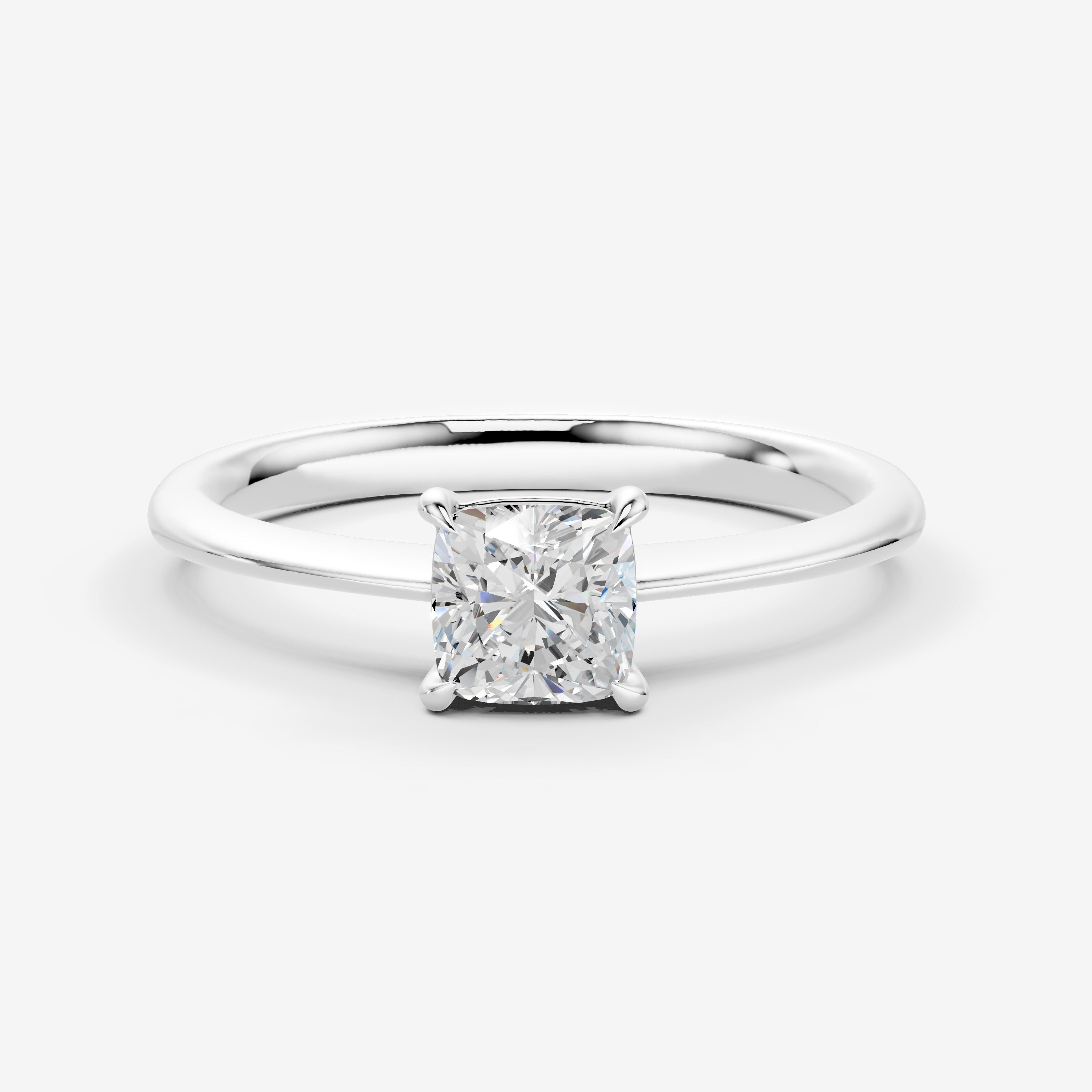 Classic Cushion Solitaire Ring in 18K White Gold