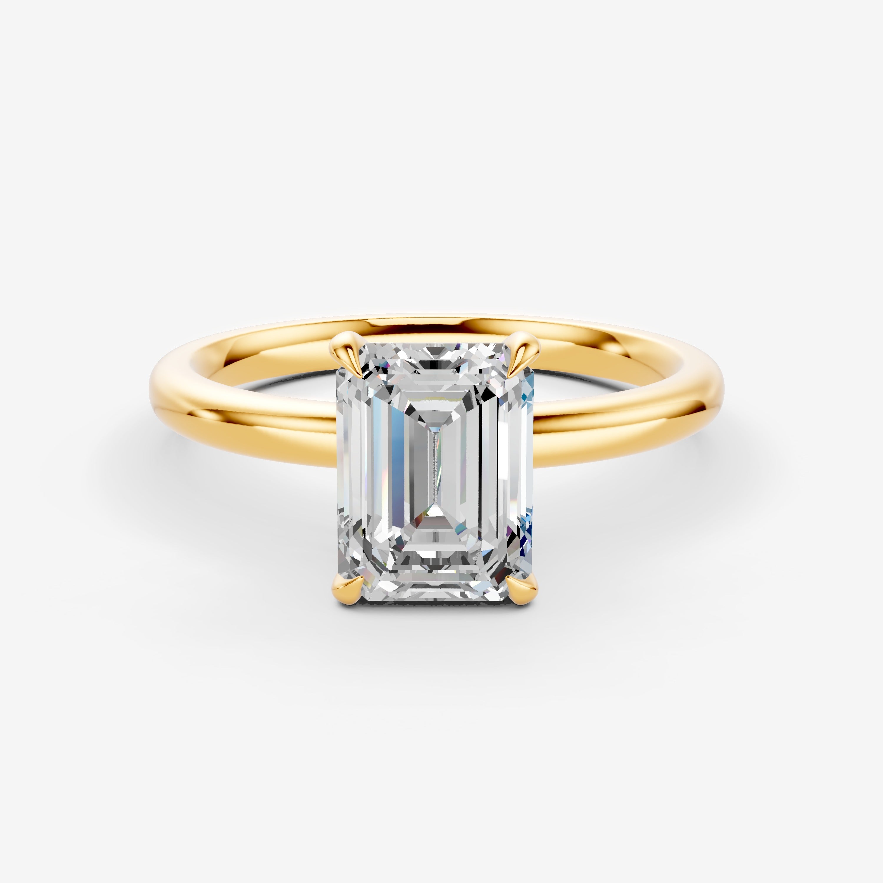 Classic Emerald Solitaire Ring in 18K Yellow Gold