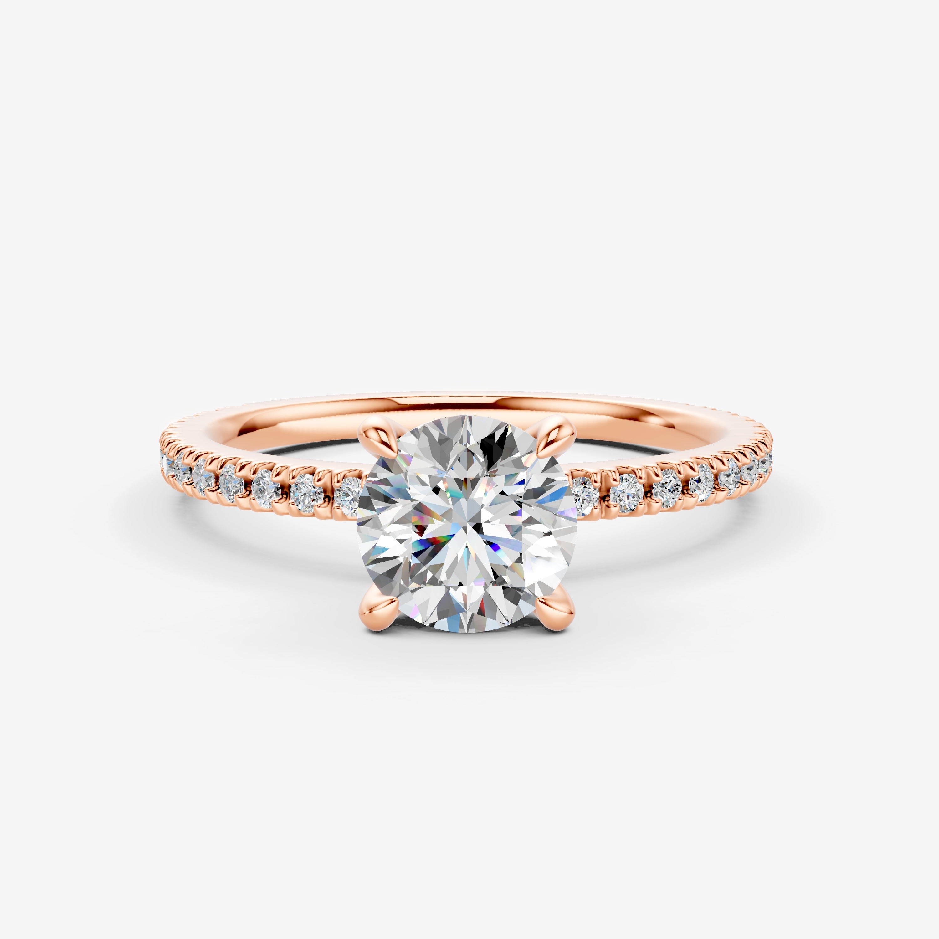 Round Solitaire Diamond Band Ring in 18K Rose Gold
