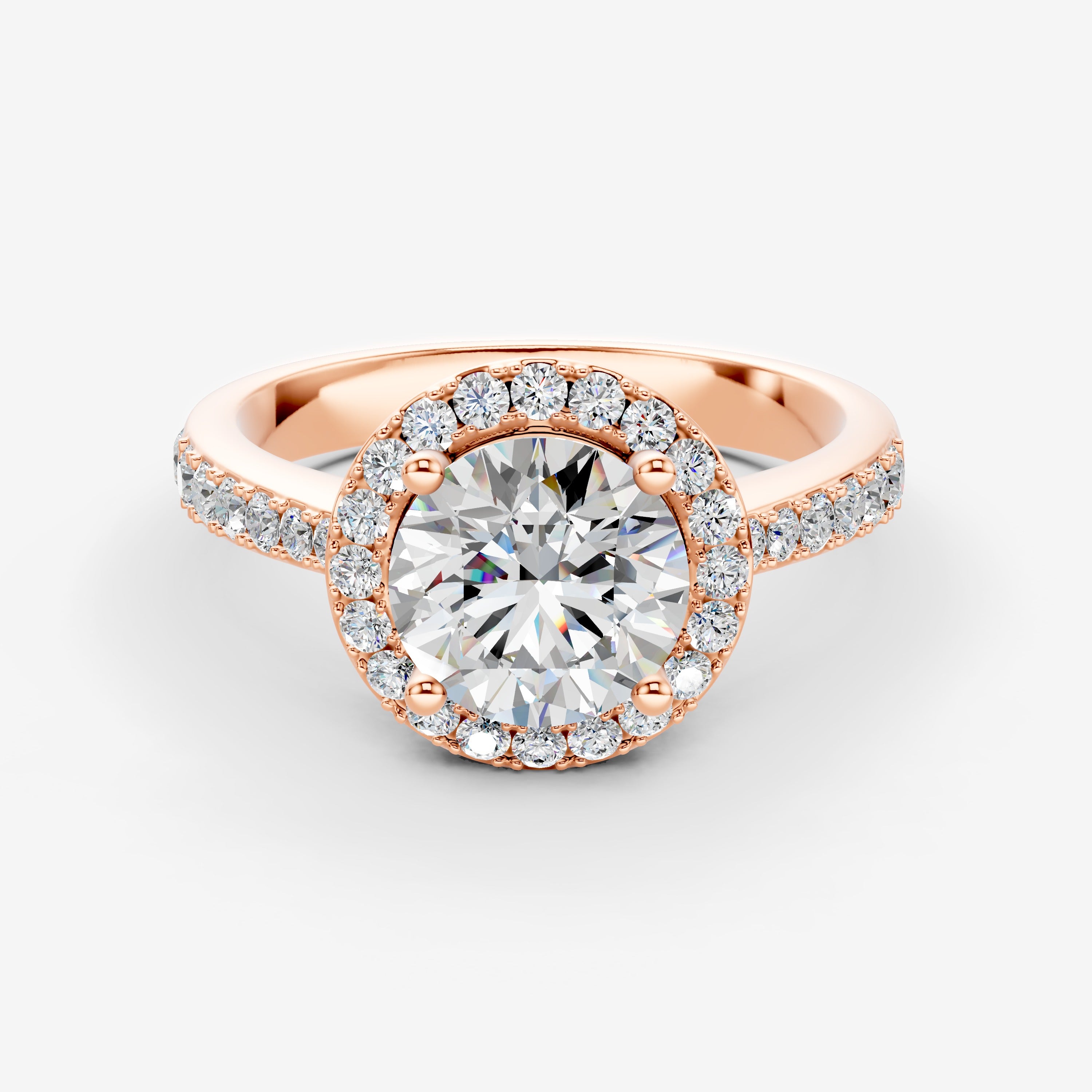 Halo Round Solitaire Ring in 18K Rose Gold