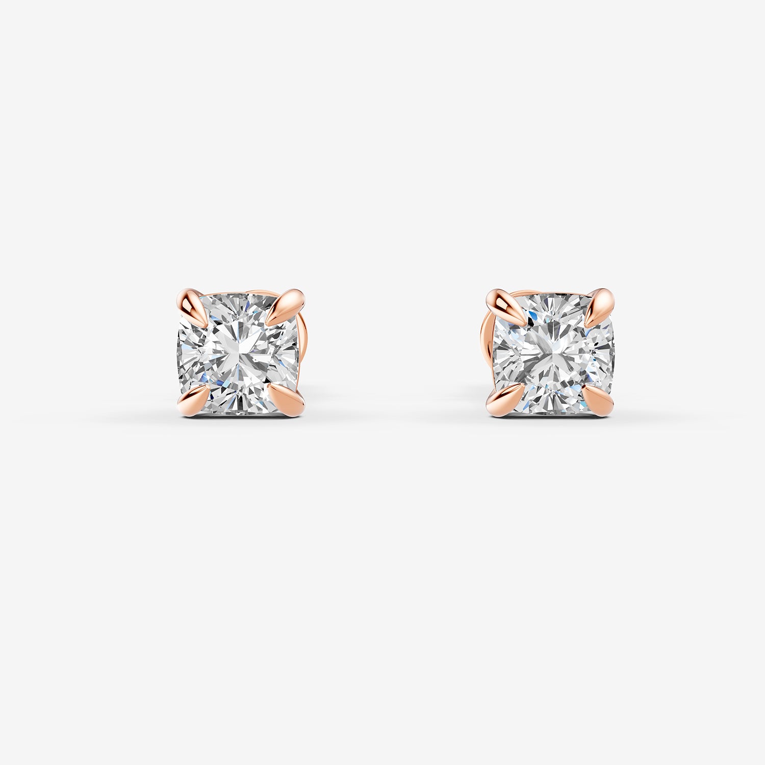 Classic Cushion Solitaire Earrings in 18K Rose Gold