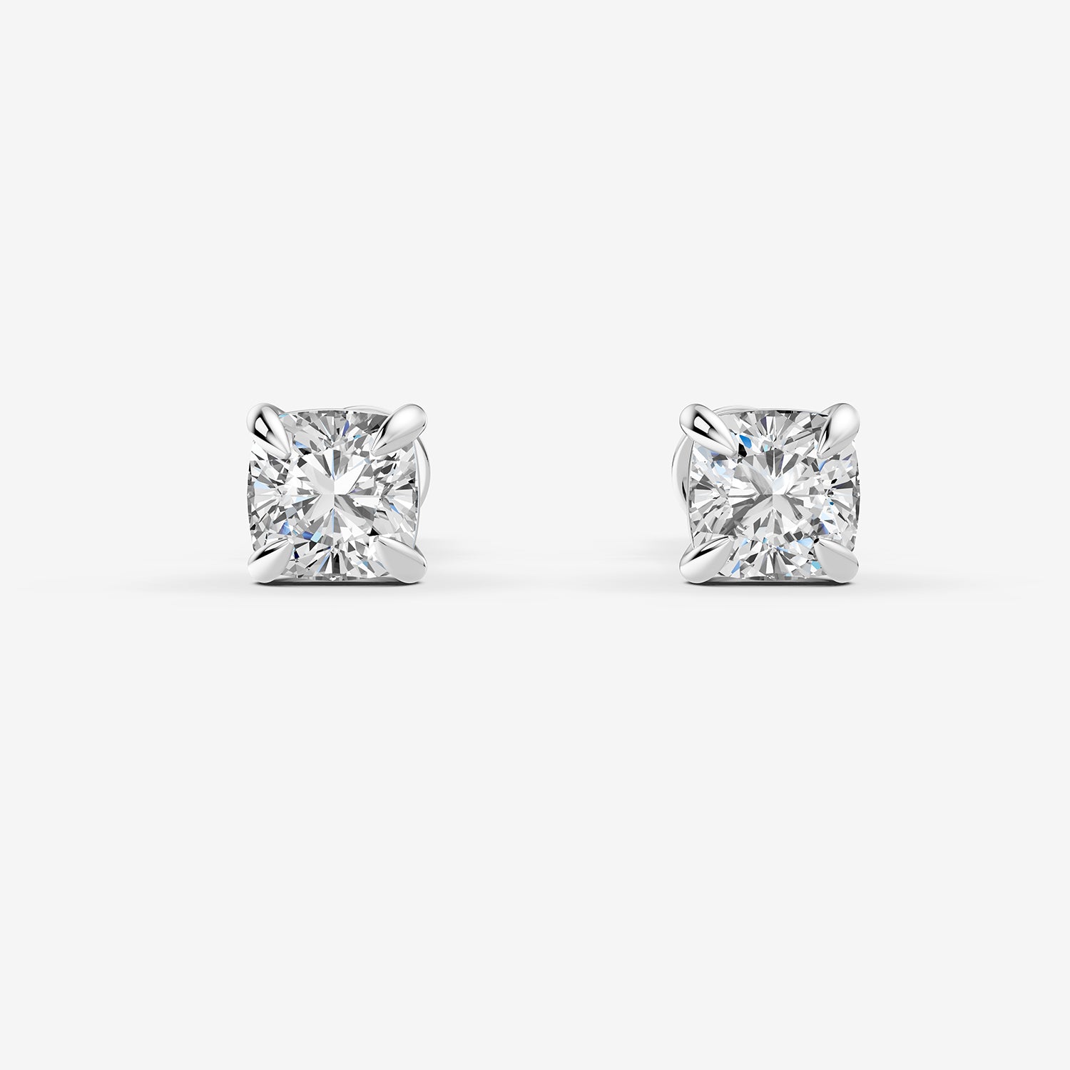 Classic Cushion Solitaire Earrings in 18K White Gold