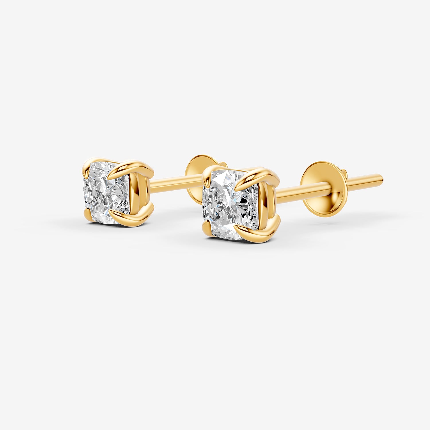 Classic Cushion Solitaire Earrings in 18K Yellow Gold