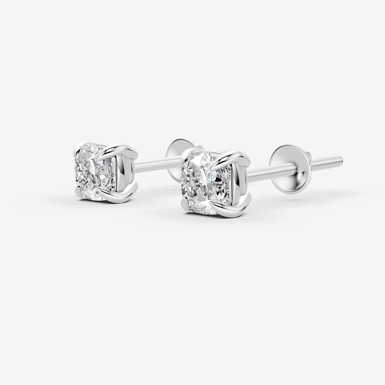 Classic Cushion Solitaire Earrings in 18K White Gold