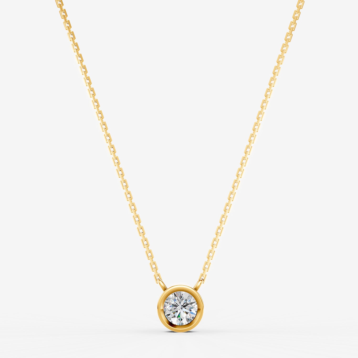 Bezel Round Solitaire Pendant in 18K Yellow Gold by Lejour - shop lab grown diamond jewellerythrough www.lejour.com - world wide shipping - free delivery in UAE 
