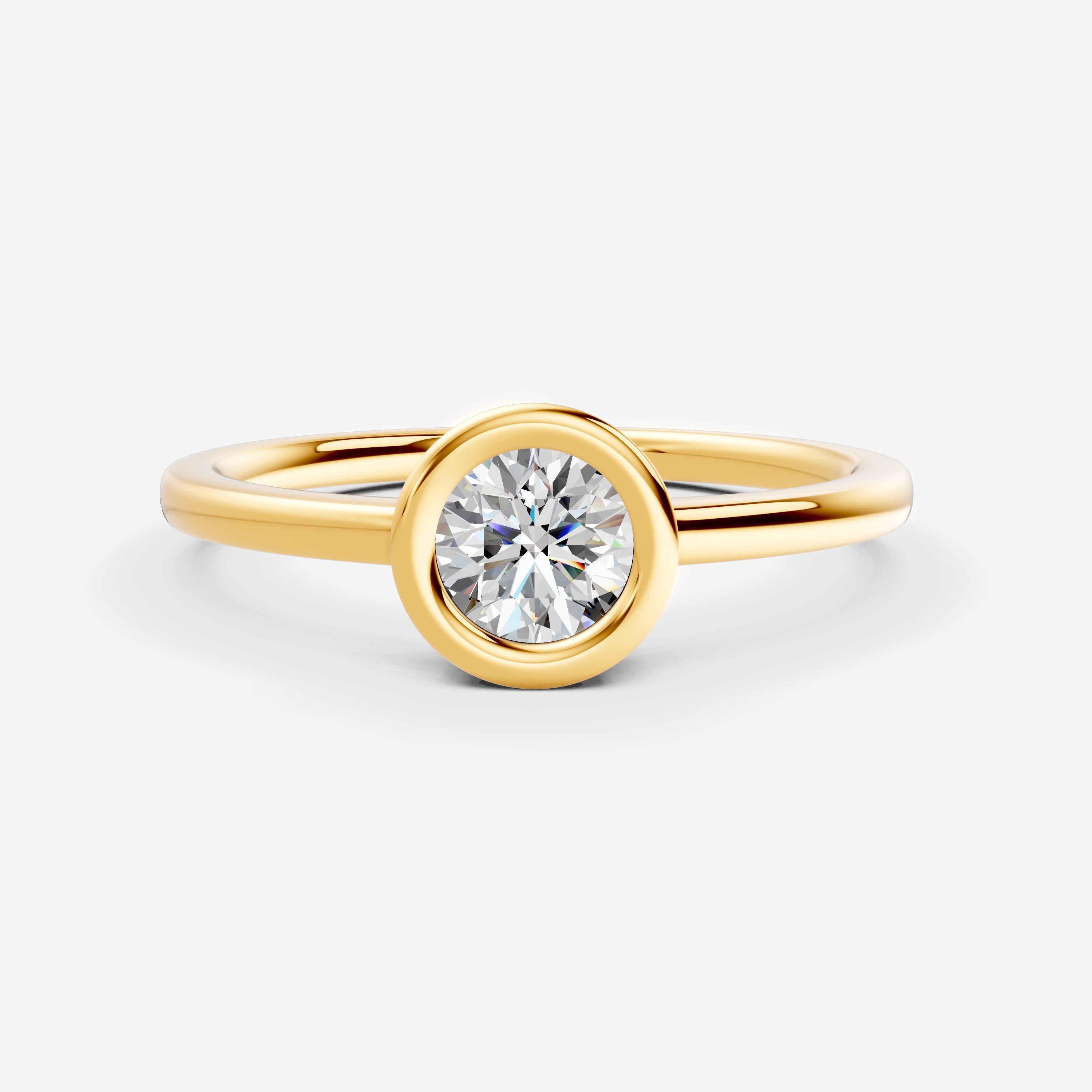 Bezel Round Solitaire Ring in 18K Yellow Gold by Lejour - shop diamond jewellery online through www.lejour.com - world wide shipping - free delivery in UAE 