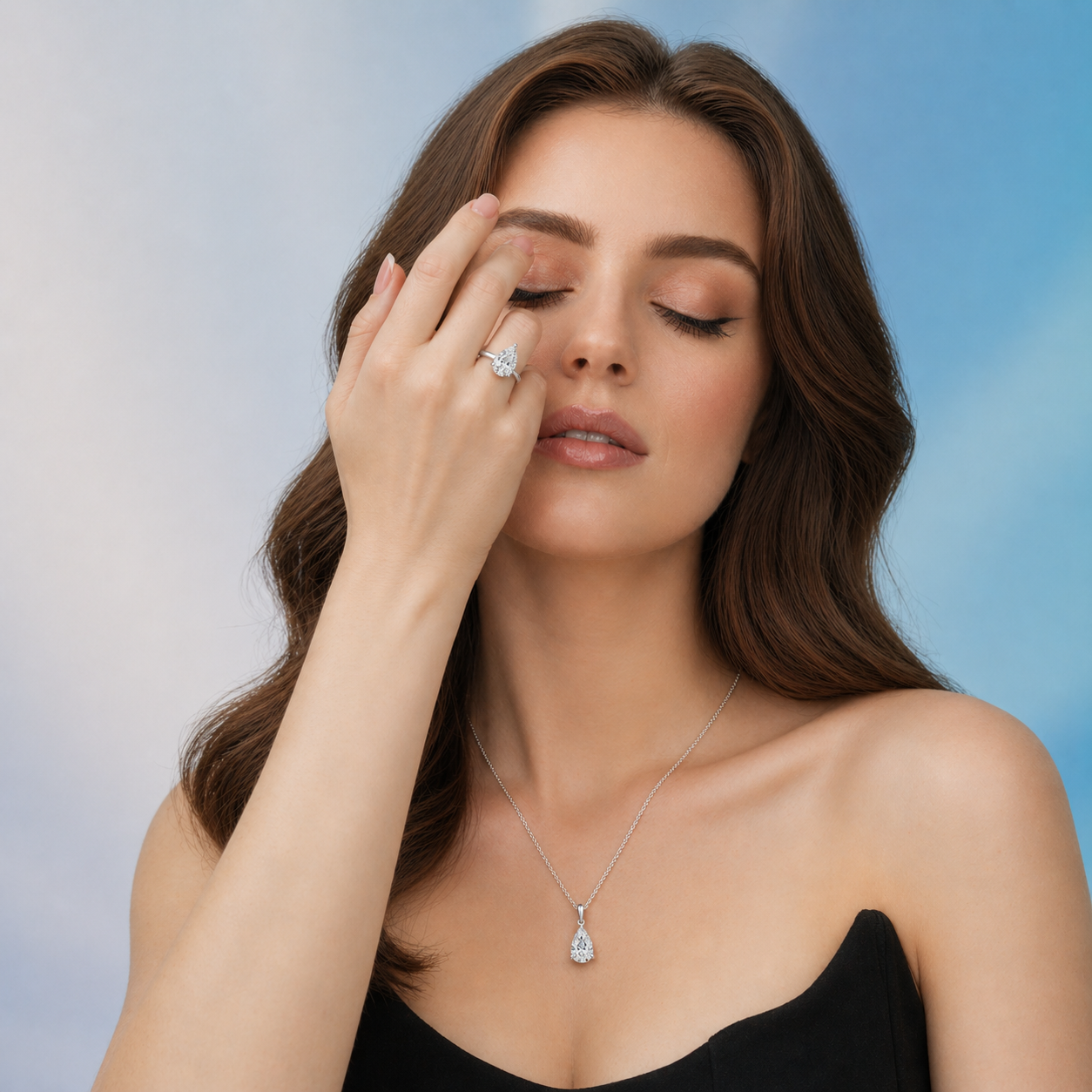 Classic Pear Solitaire Ring in 18K White Gold