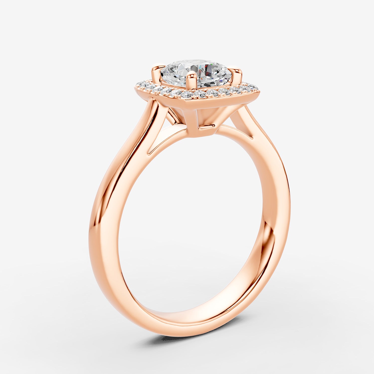 Halo Cushion Solitaire Ring in 18K Rose Gold By LeJour (The Best Lab Grown Diamond Jewellery in Dubai.