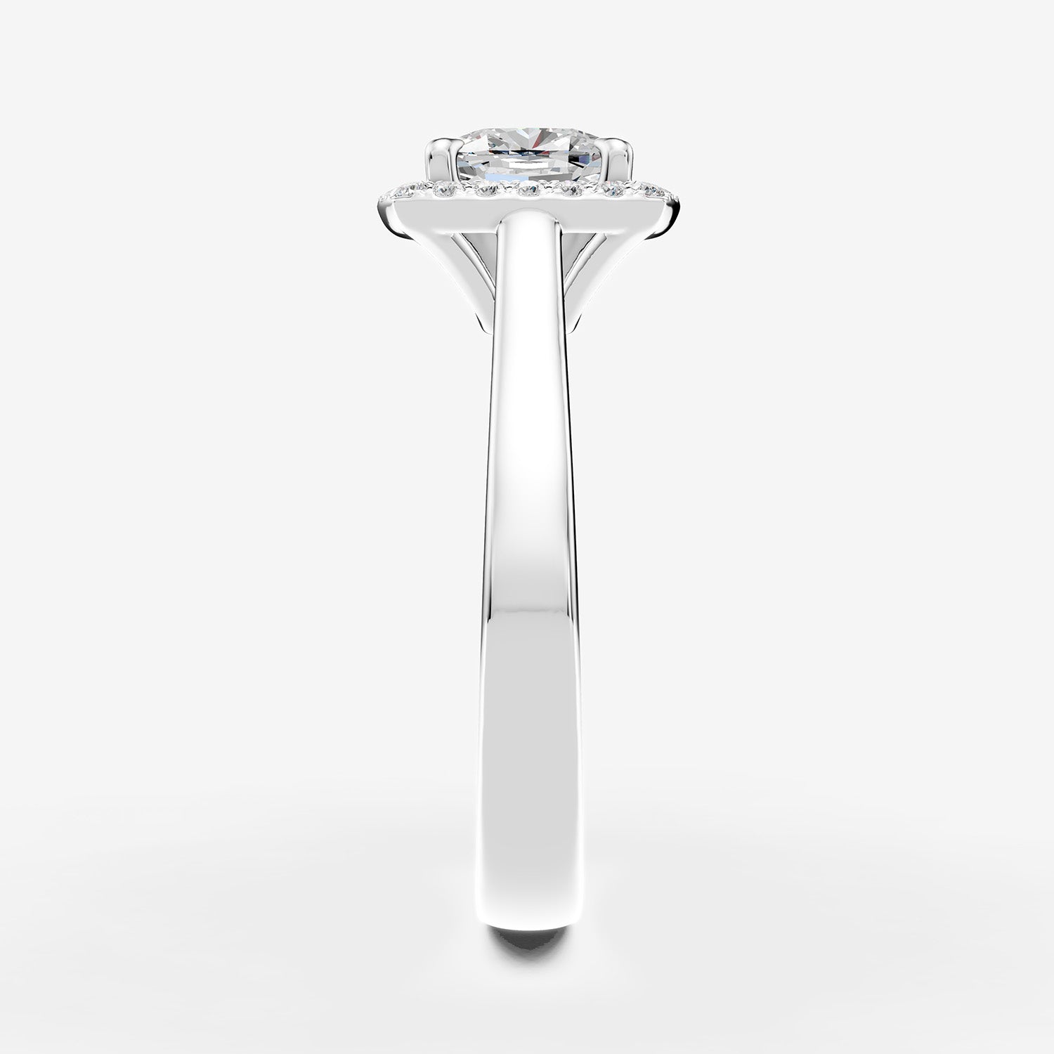 Halo Cushion Solitaire Ring in 18K White Gold 