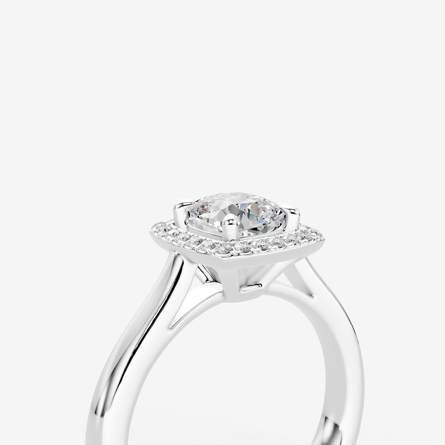 Halo Cushion Solitaire Ring in 18K White Gold by LeJour (Best Lab Grown Diamond Jewellery in Dubai )