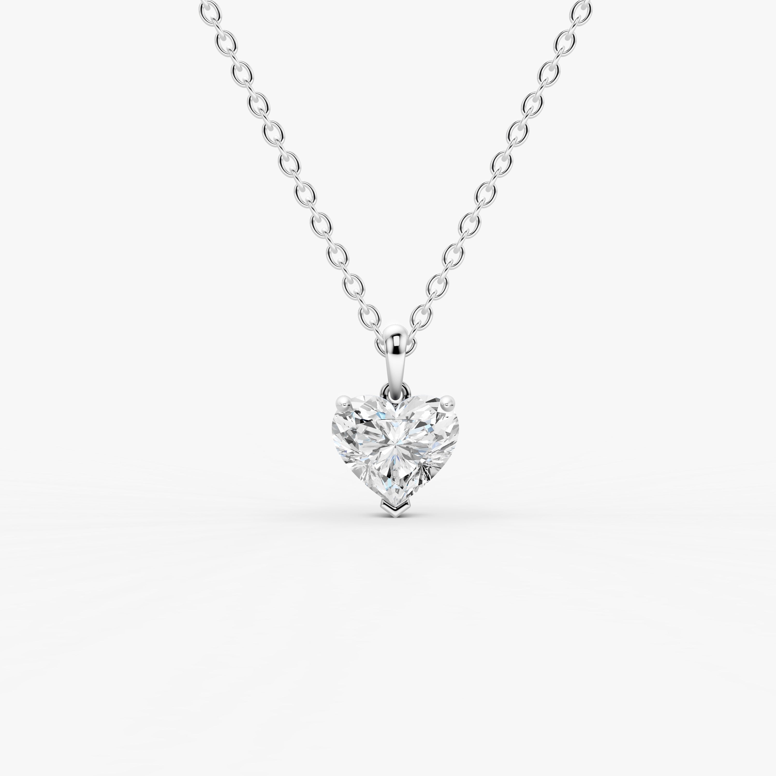 Classic Heart Solitaire Pendant in 18K White Gold