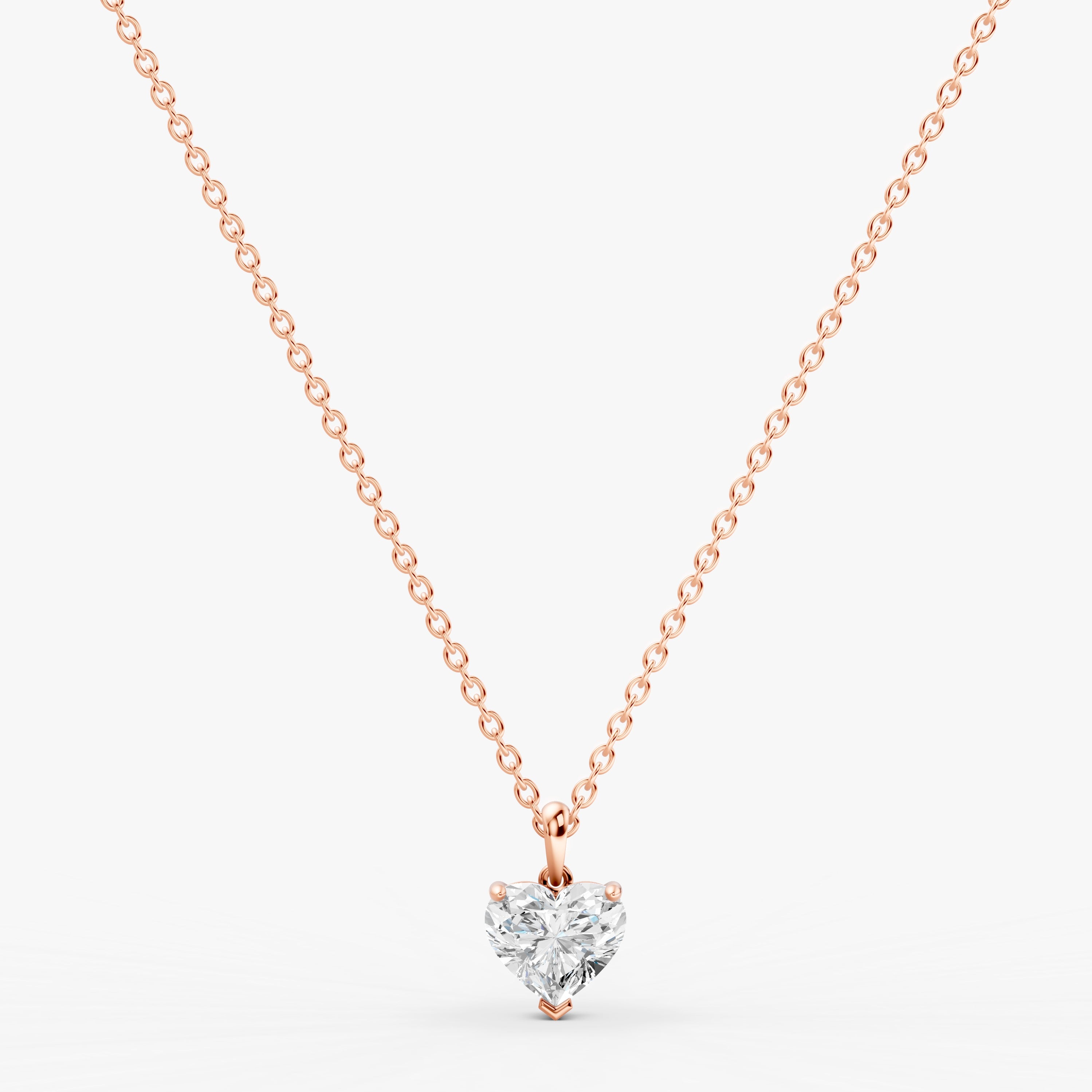 Classic Heart Solitaire Pendant in 18K Rose Gold