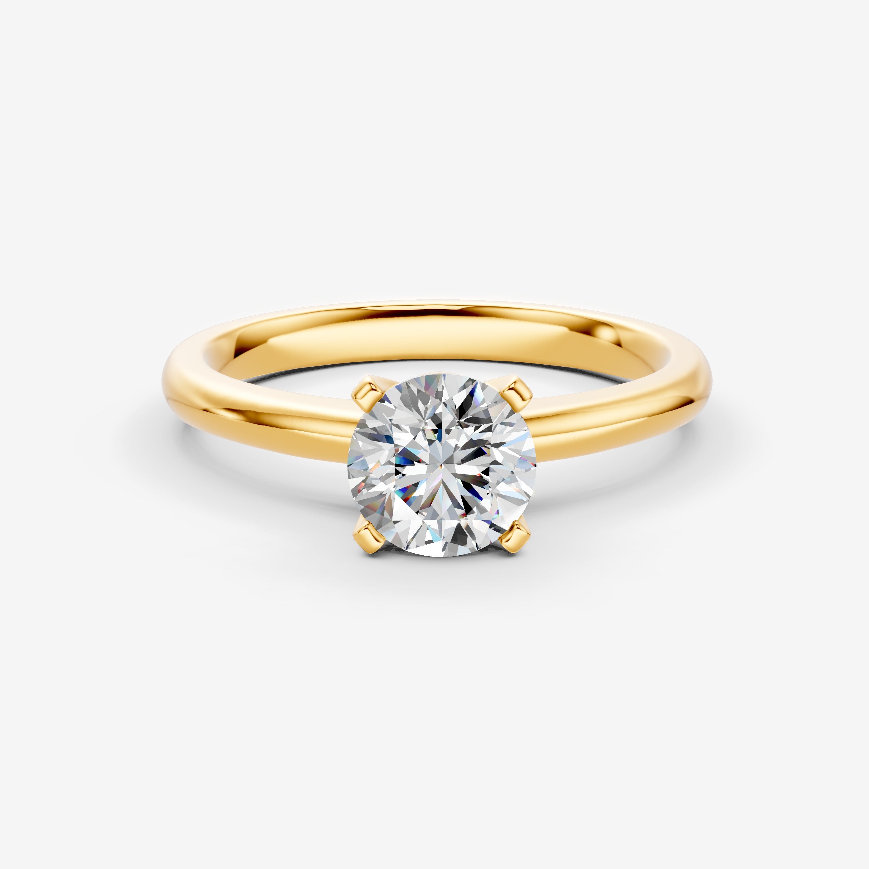 Classic Round Solitaire Ring in 18K Yellow Gold