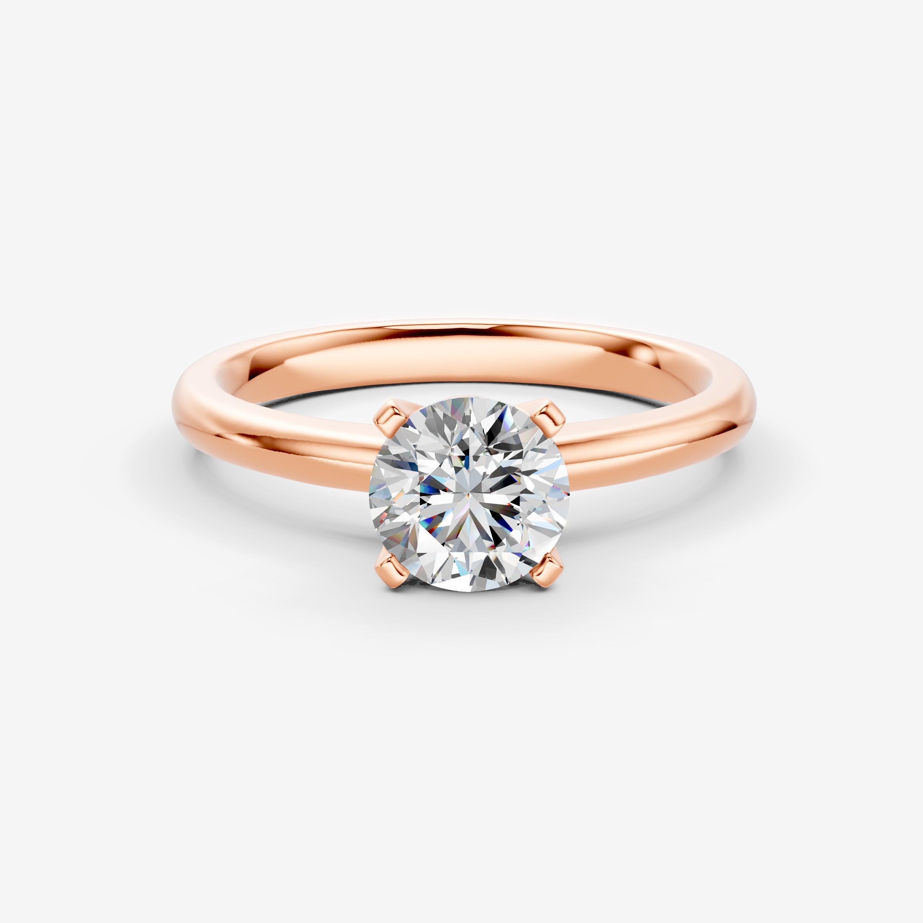 Classic Round Solitaire Ring in 18K Rose Gold