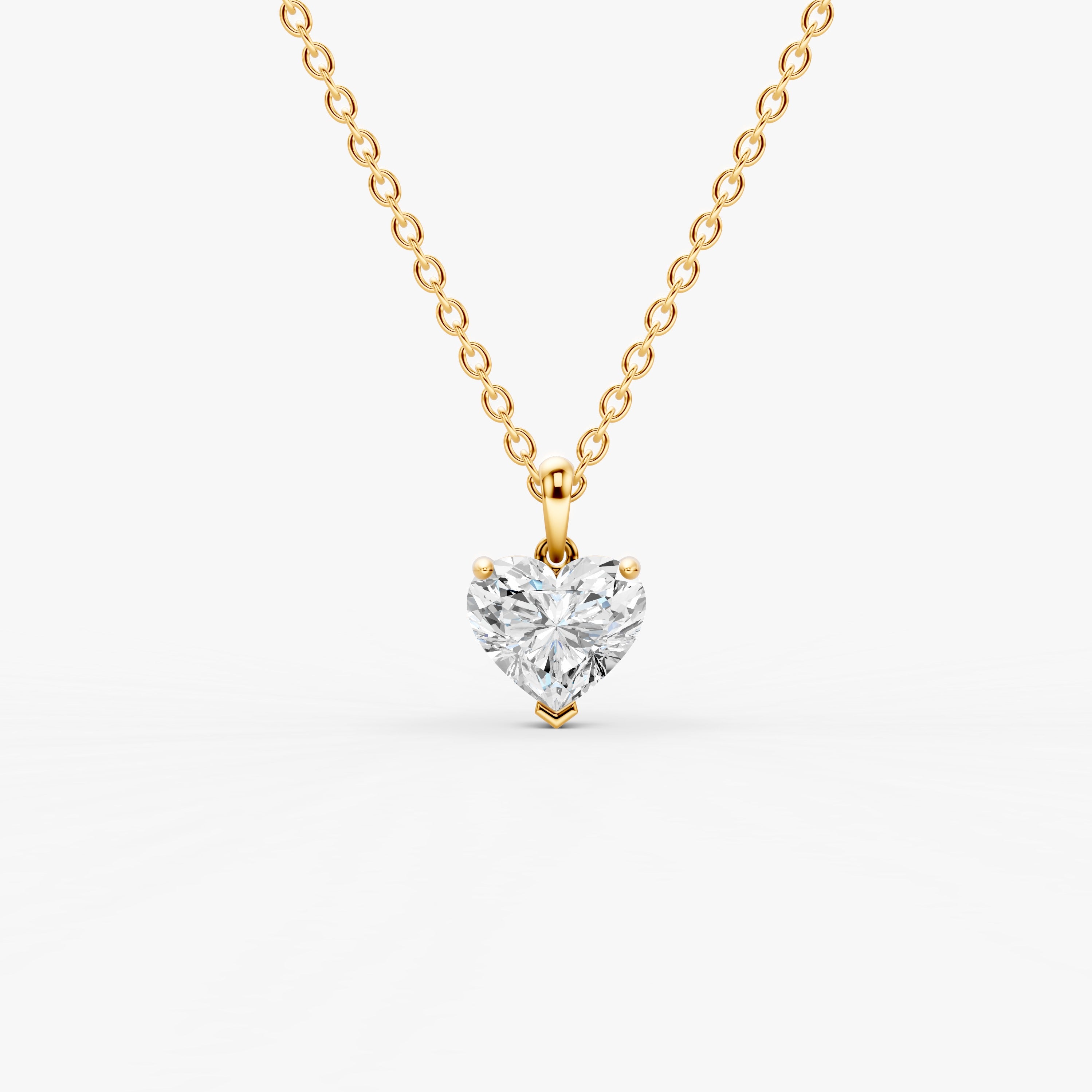 Classic Heart Solitaire Pendant in 18K Yellow Gold