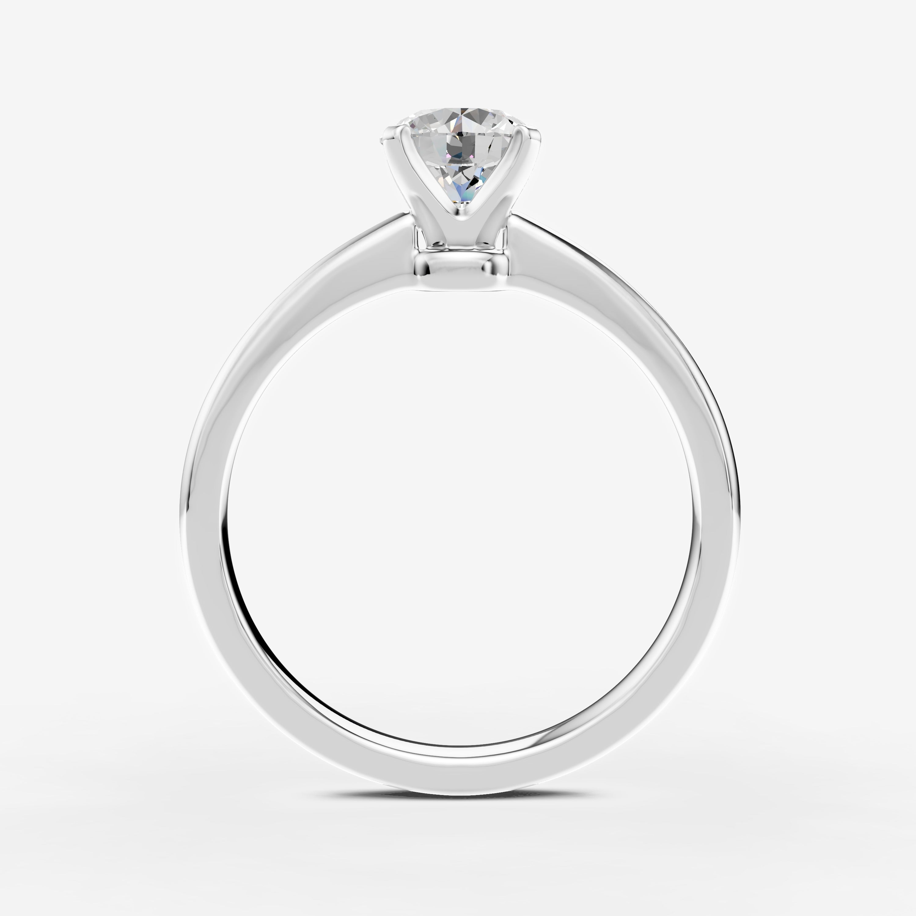 Classic Round Solitaire Ring in 18K White Gold