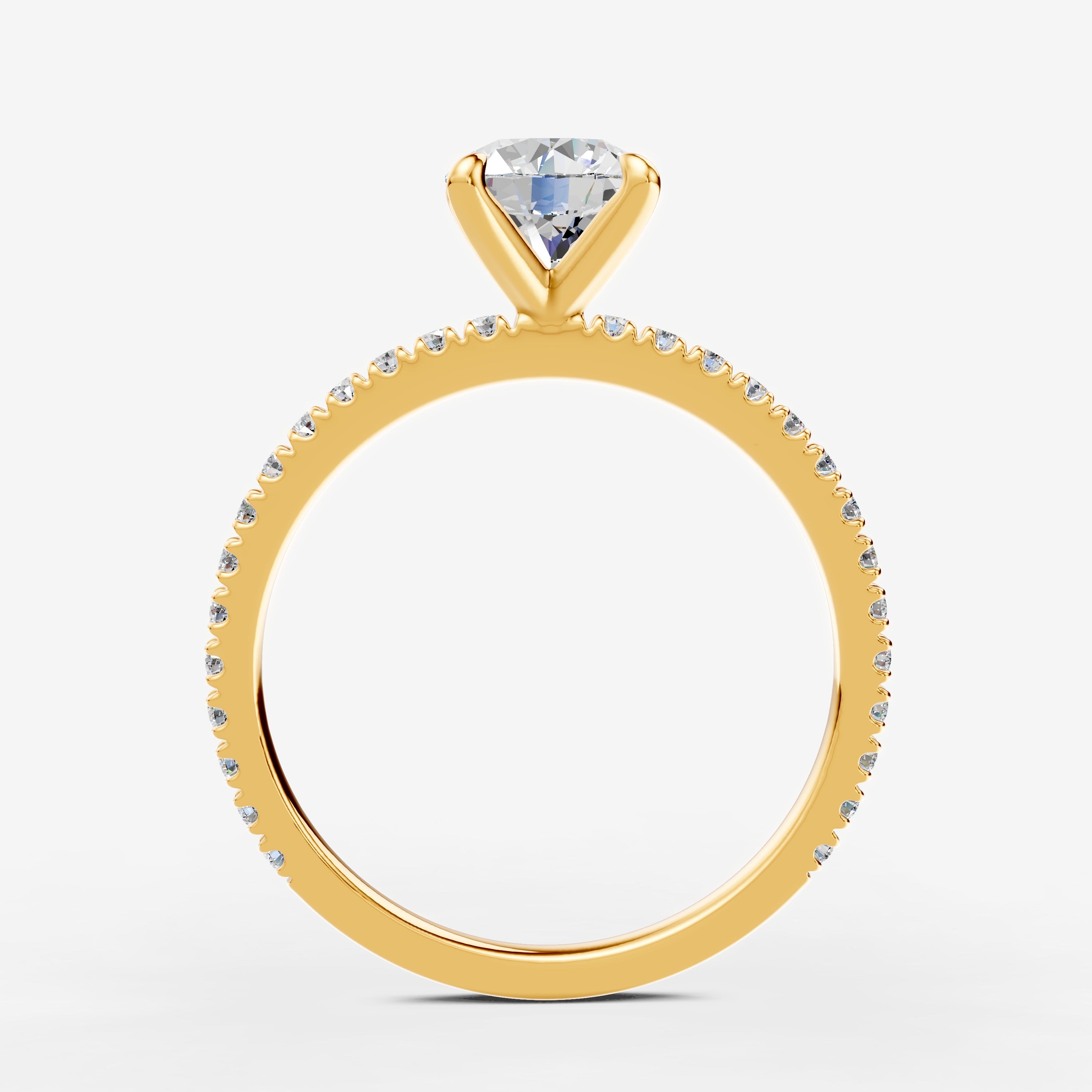 Round Solitaire Diamond Band Ring in 18K Yellow Gold