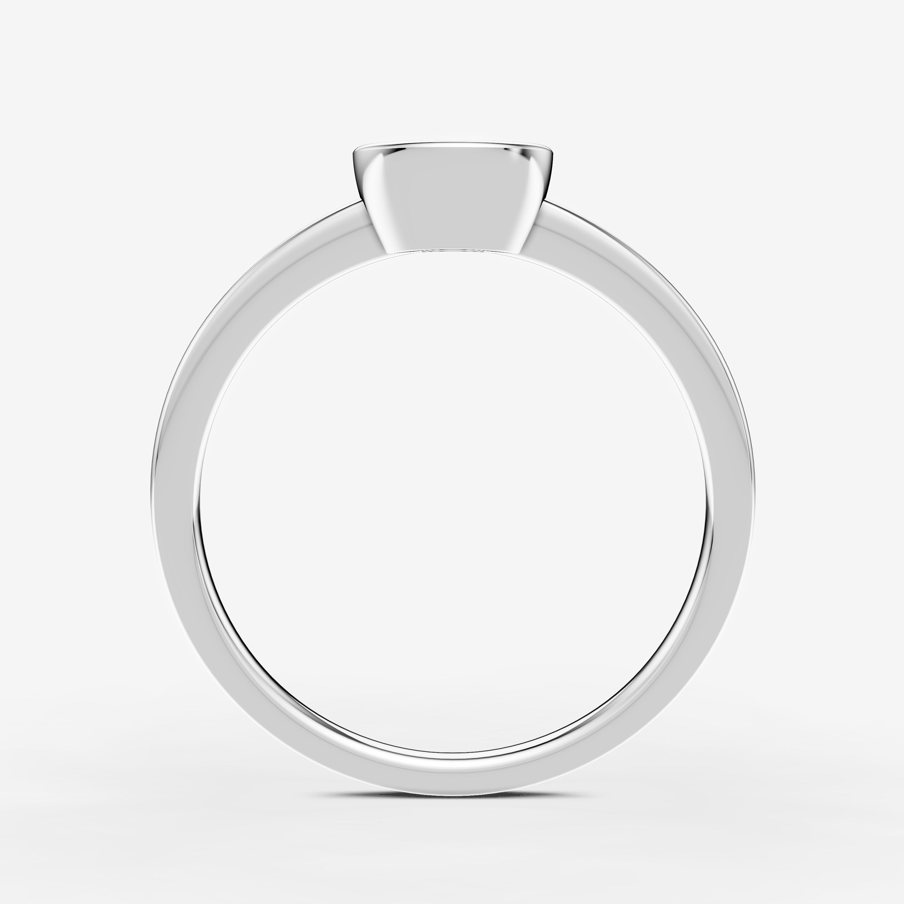 Bezel Round Solitaire Ring in 18K White Gold