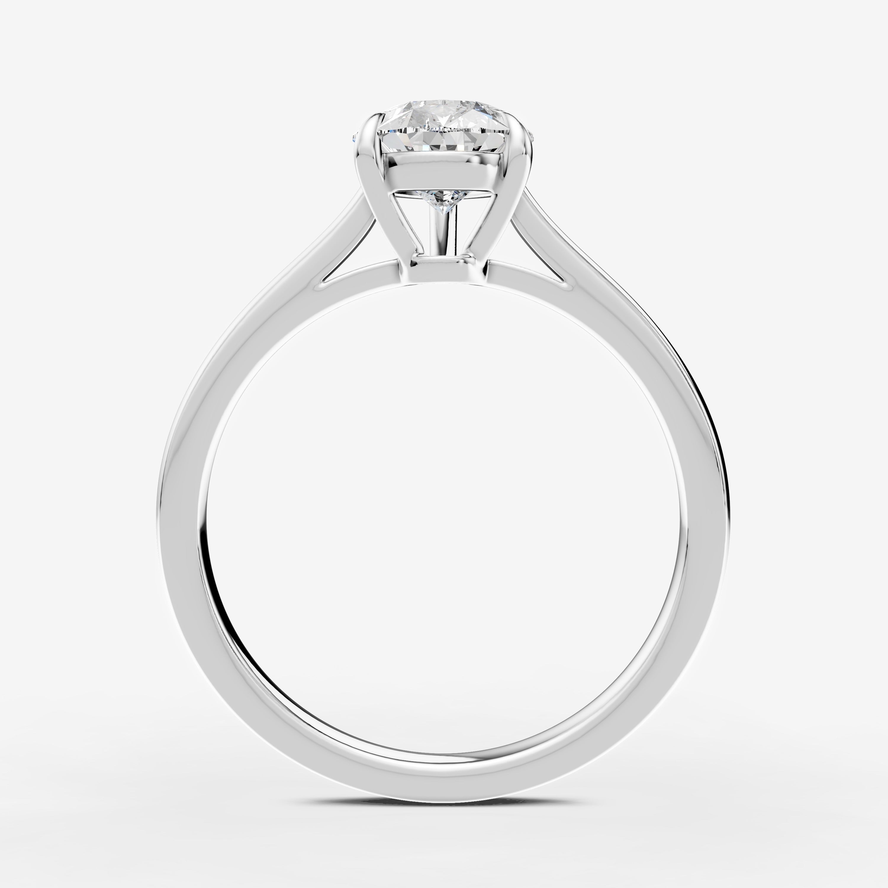 Classic Pear Solitaire Ring in 18K White Gold
