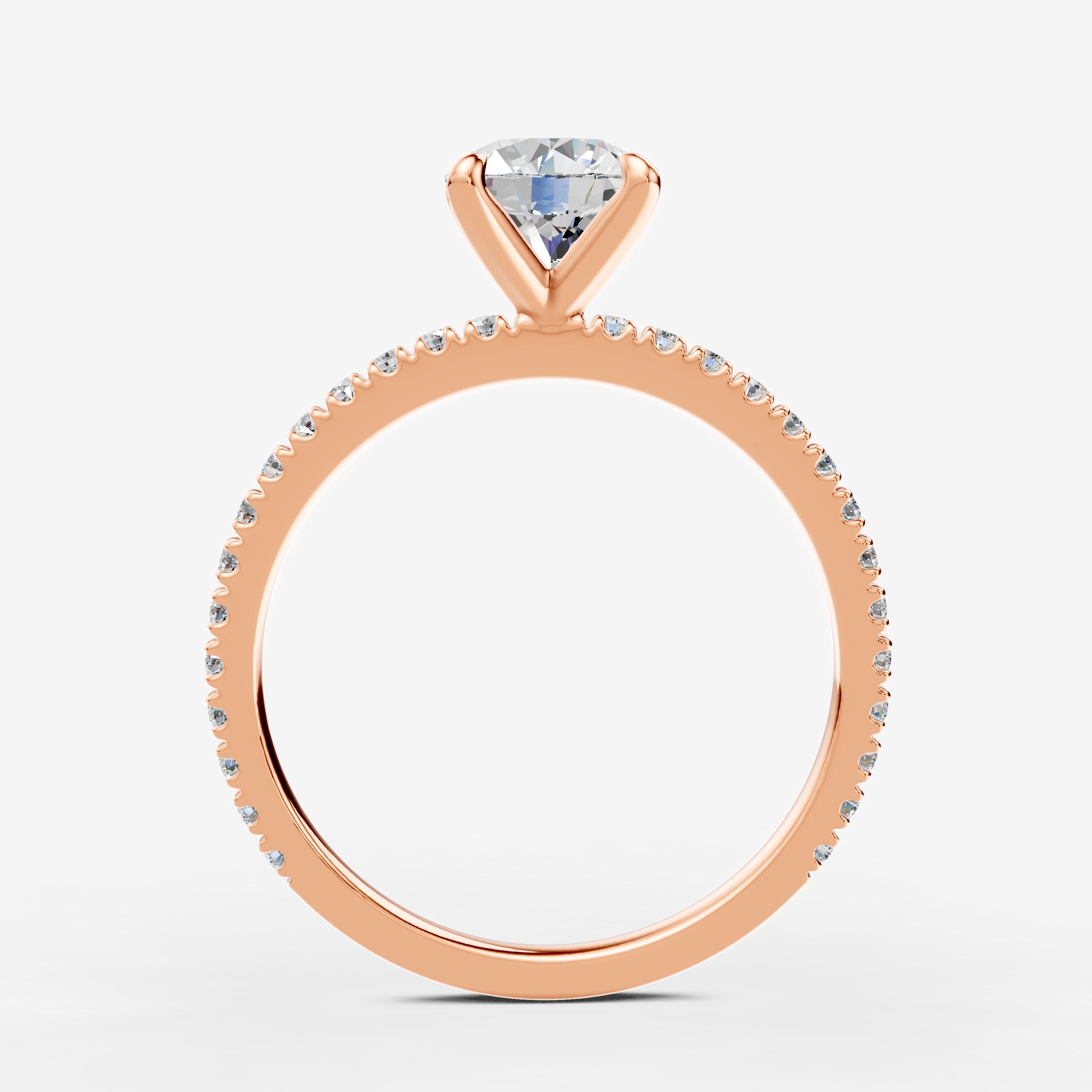 Round Solitaire Diamond Band Ring in 18K Rose Gold