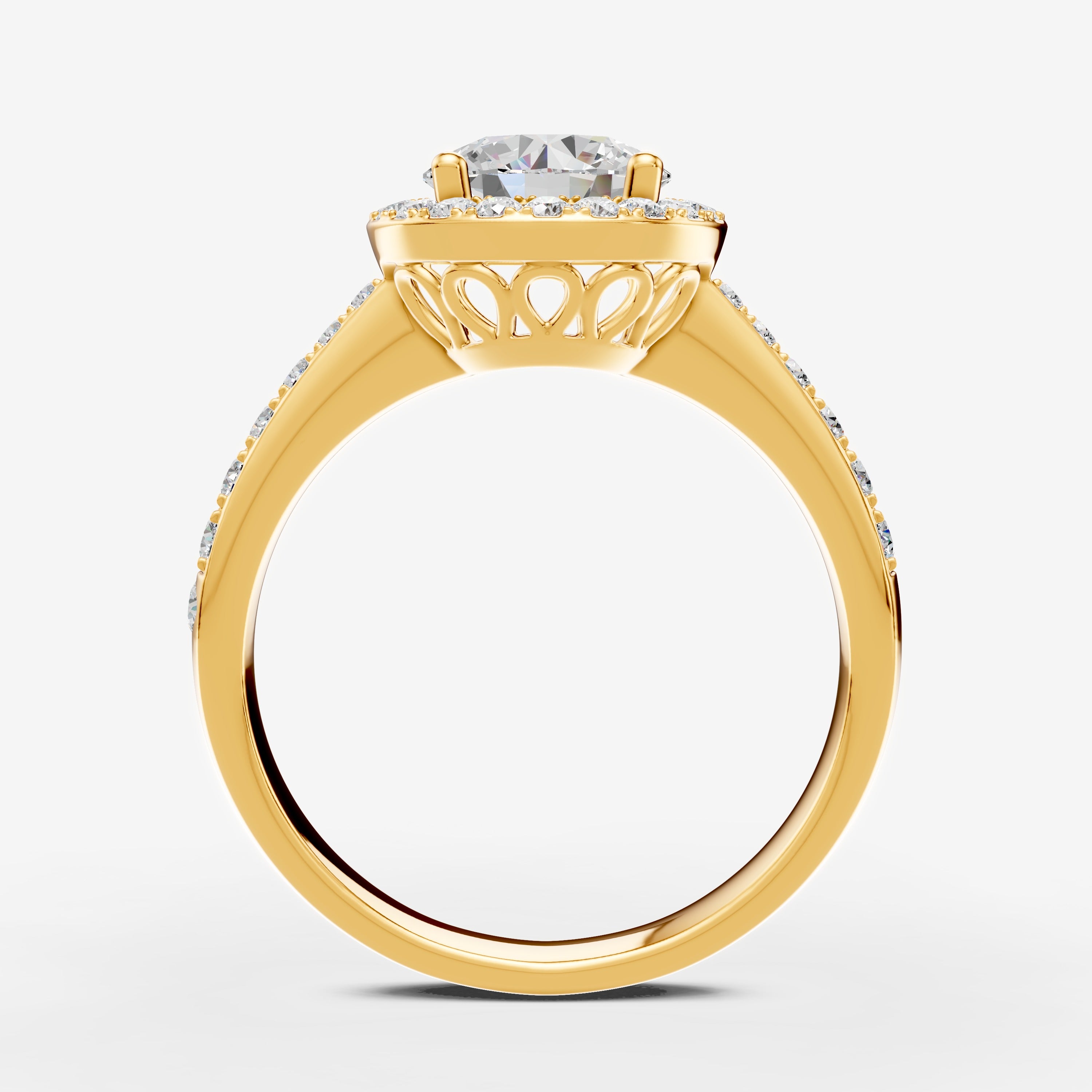 Halo Round Solitaire Ring in 18K Yellow Gold