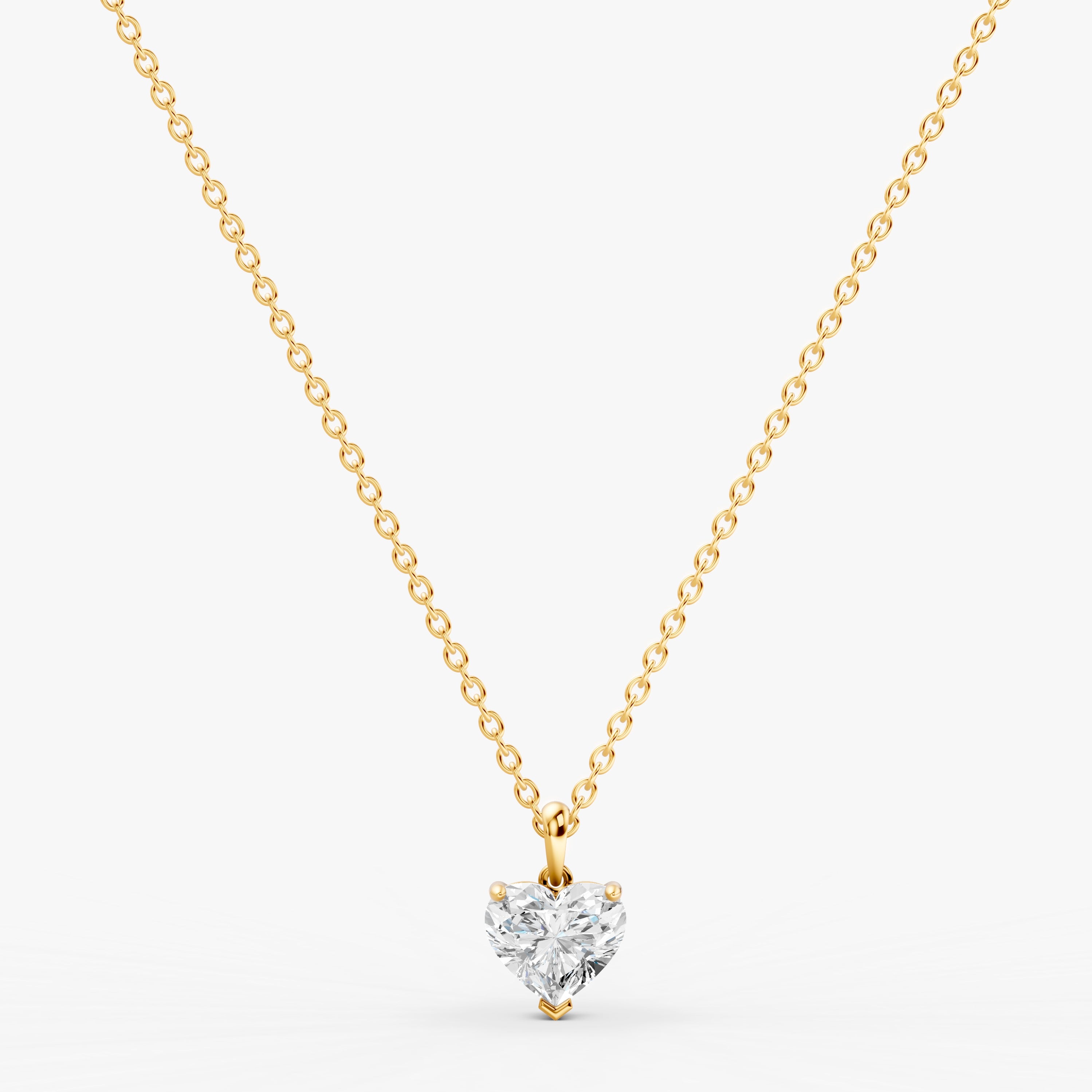 Classic Heart Solitaire Pendant in 18K Yellow Gold