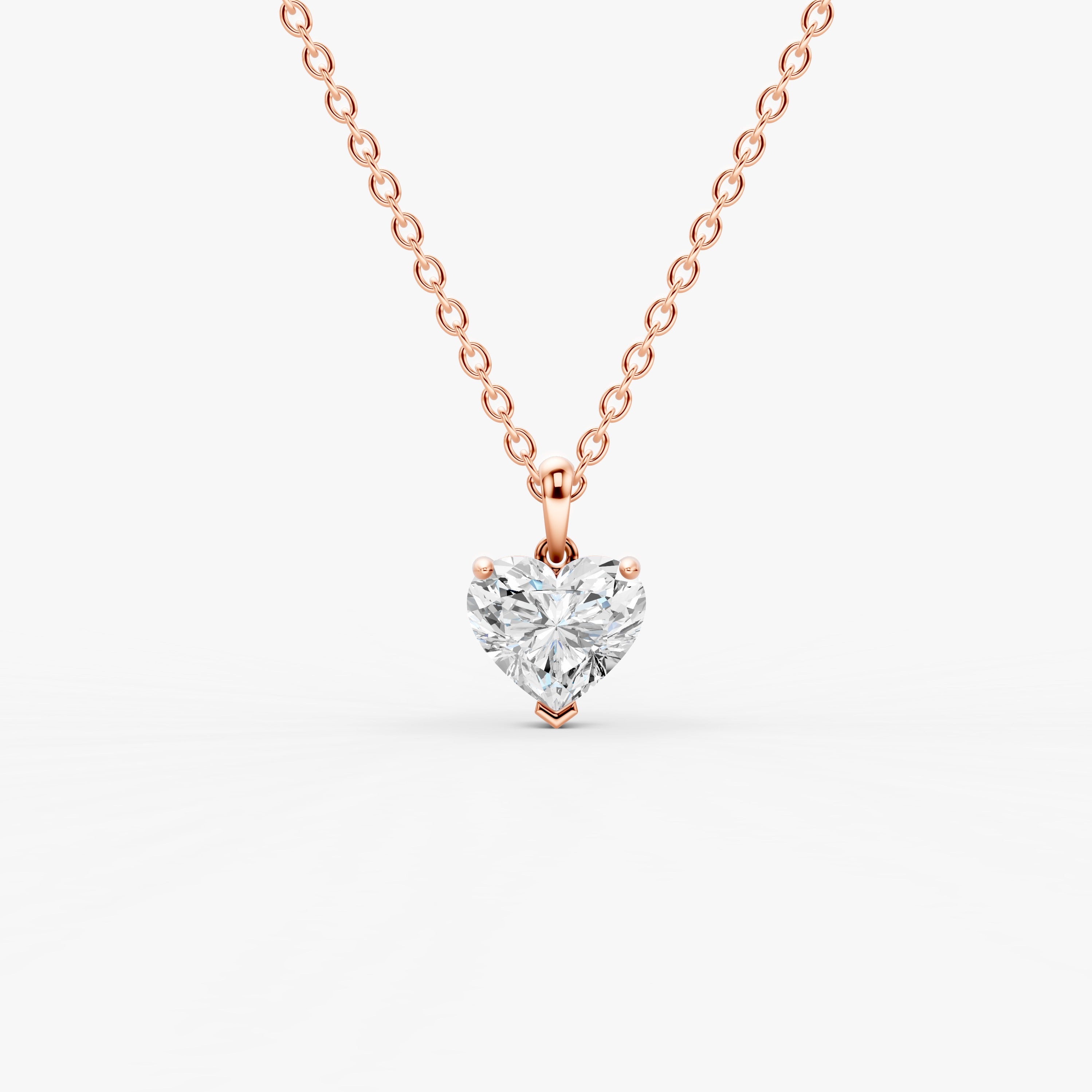 Classic Heart Solitaire Pendant in 18K Rose Gold